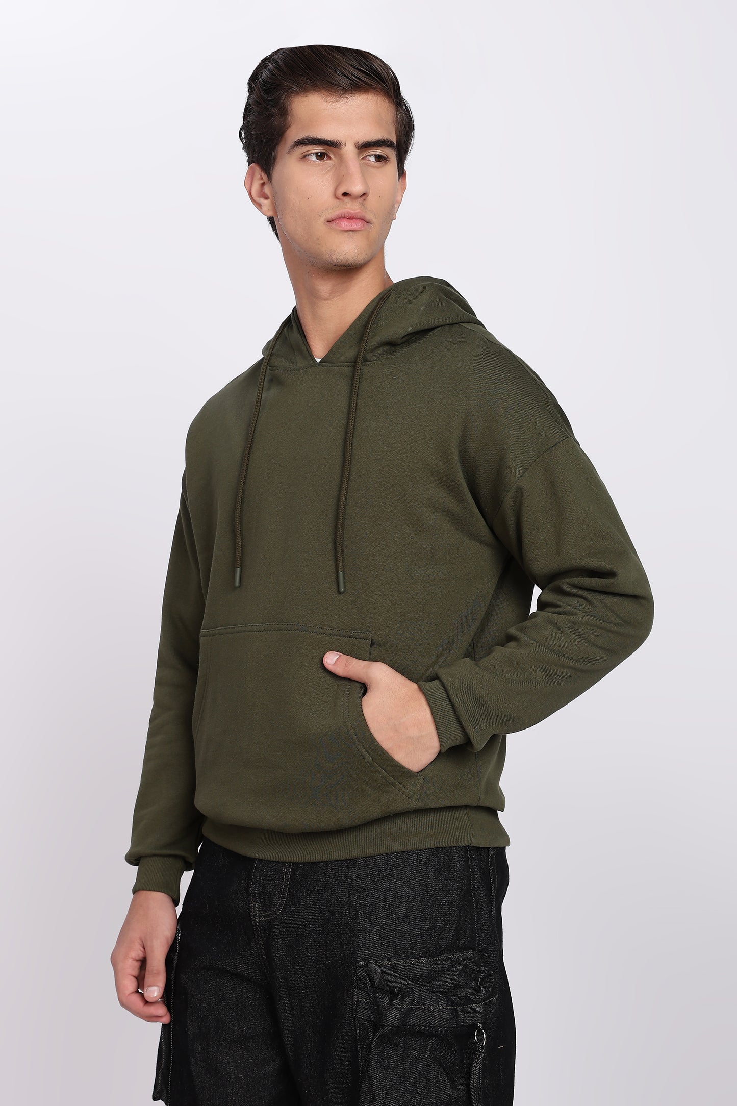 Olive Green Minimal Hoodie