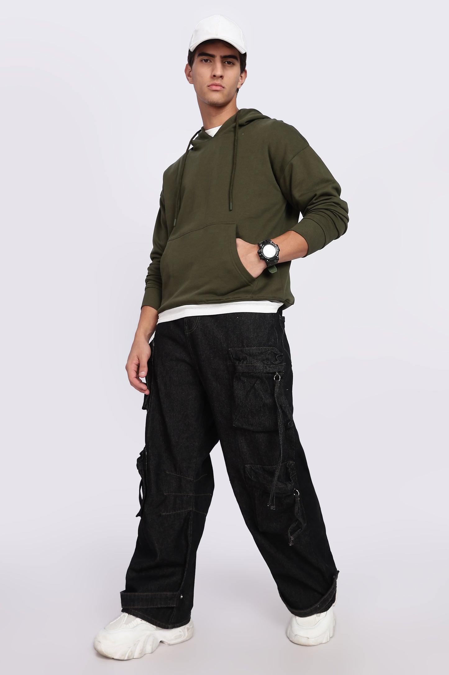 Olive Green Minimal Hoodie