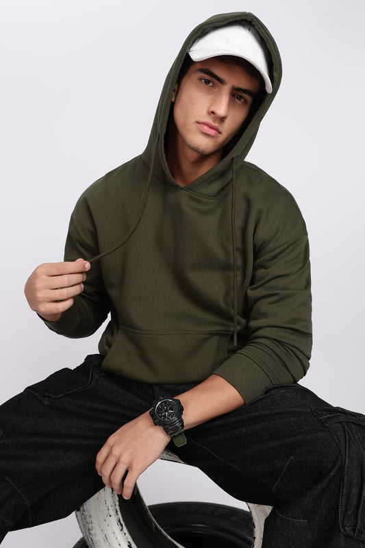 Olive Green Minimal Hoodie