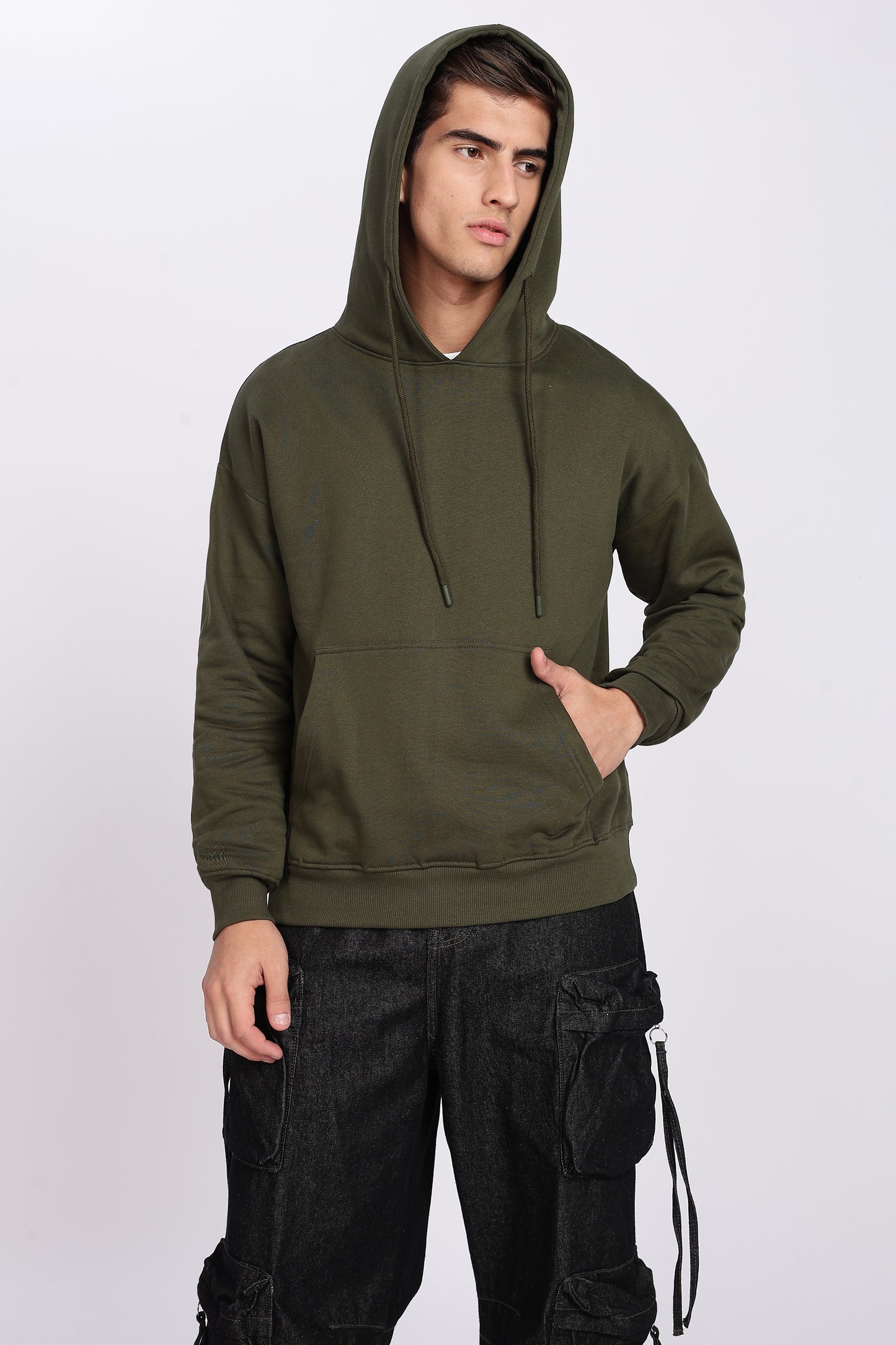 Olive Green Minimal Hoodie