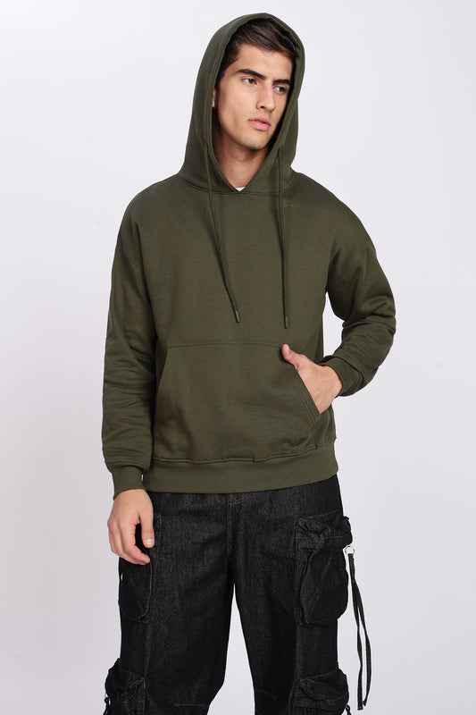 Olive Green Minimal Hoodie