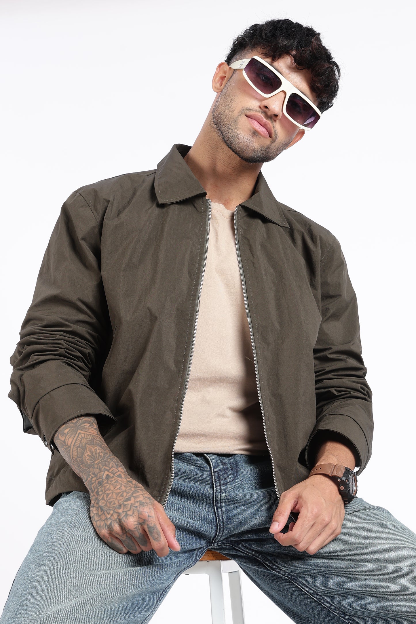 Premium Brown Wrinkle Designer Jacket