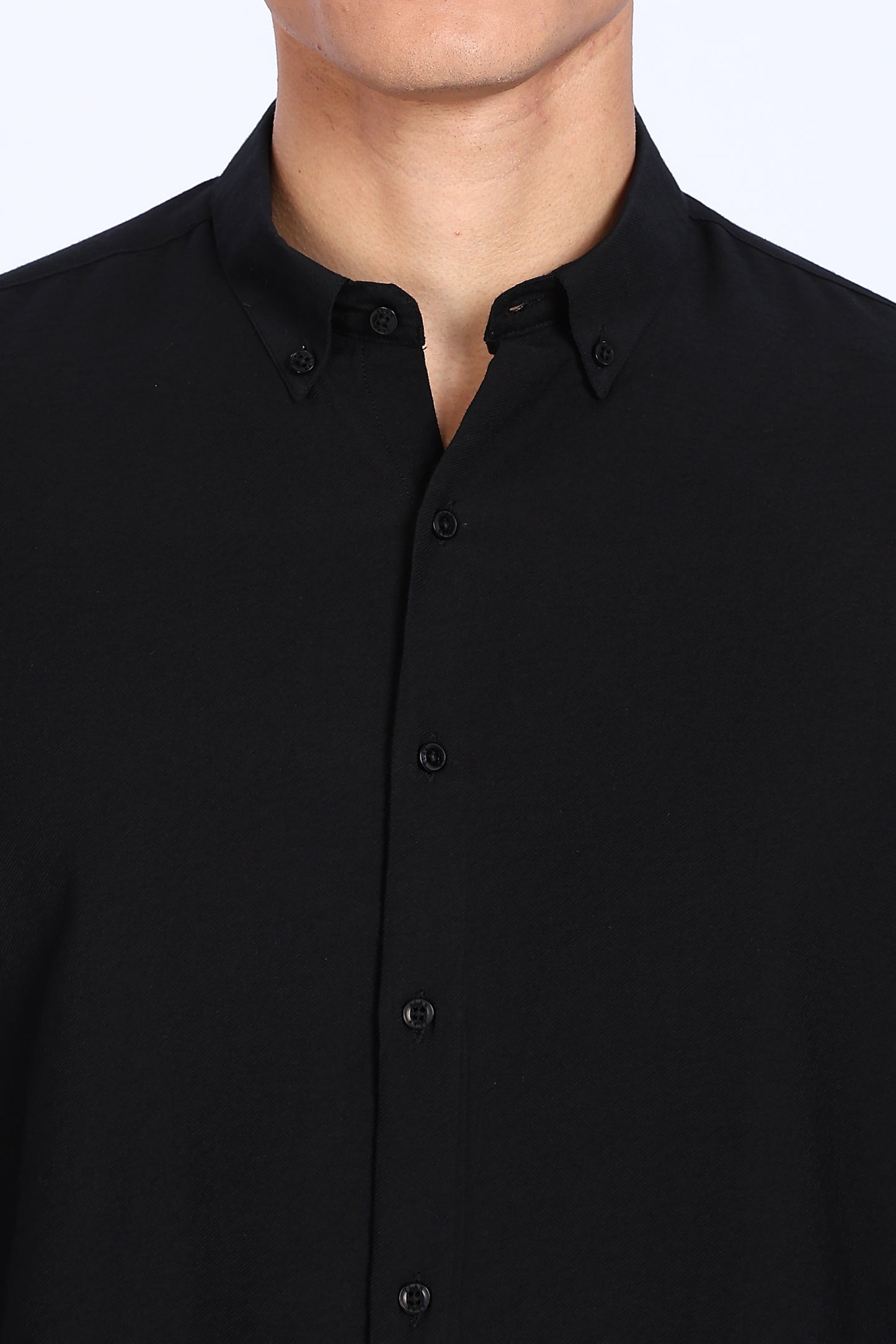 Regular Fit Black Plain Blend Linen Shirt