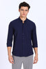 Slim Fit Navy Plain Linen Shirt