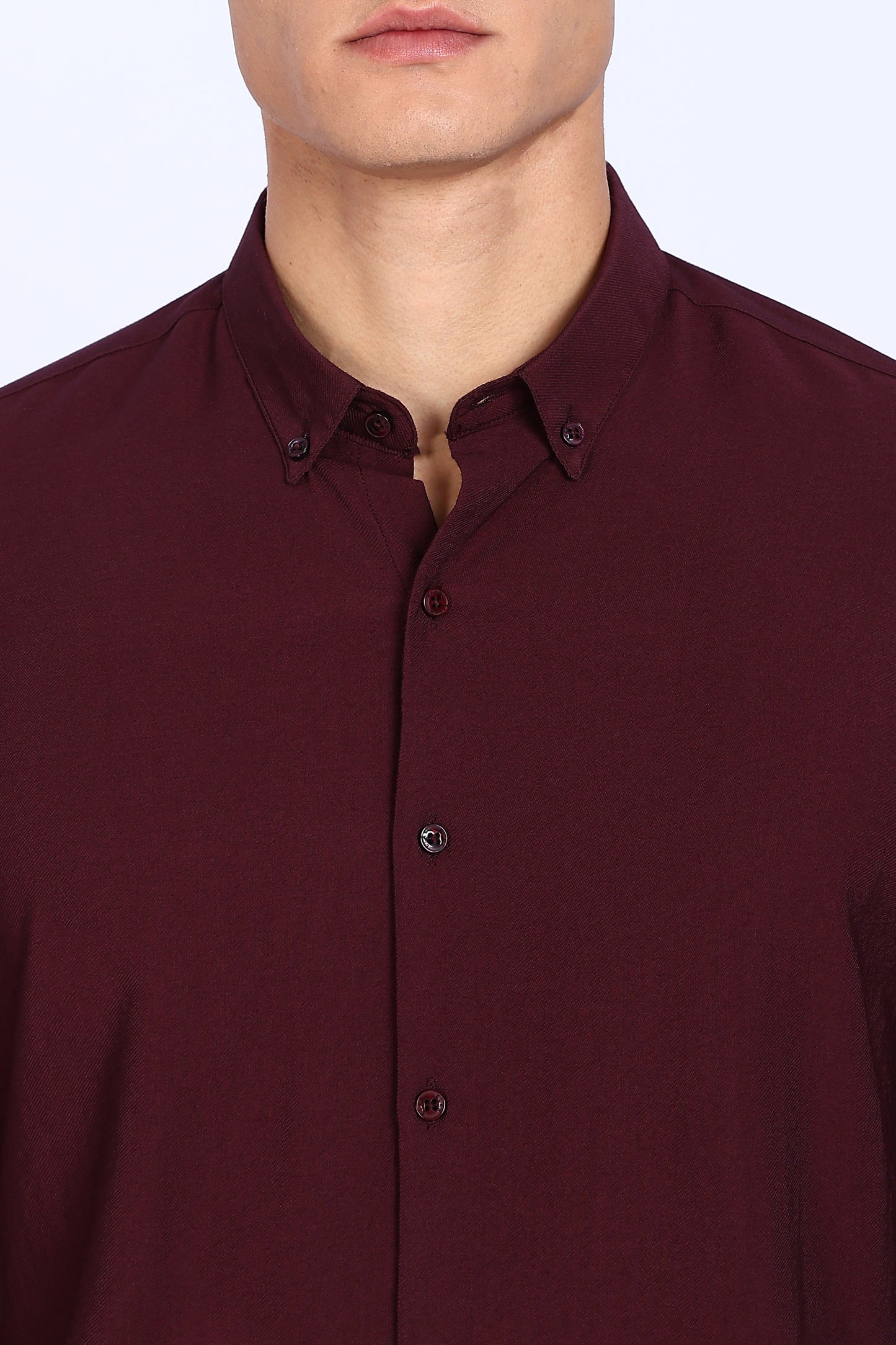 Regular Fit PLAIN BLEND Maroon LINEN SHIRT