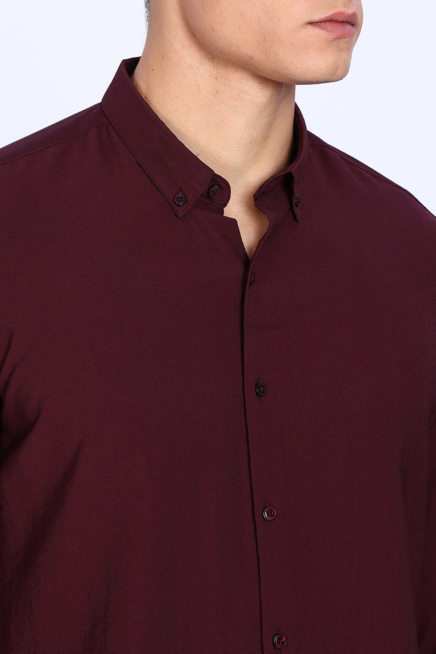 Regular Fit PLAIN BLEND Maroon LINEN SHIRT