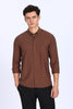 Regular Fit Brown Plain Linen Shirt