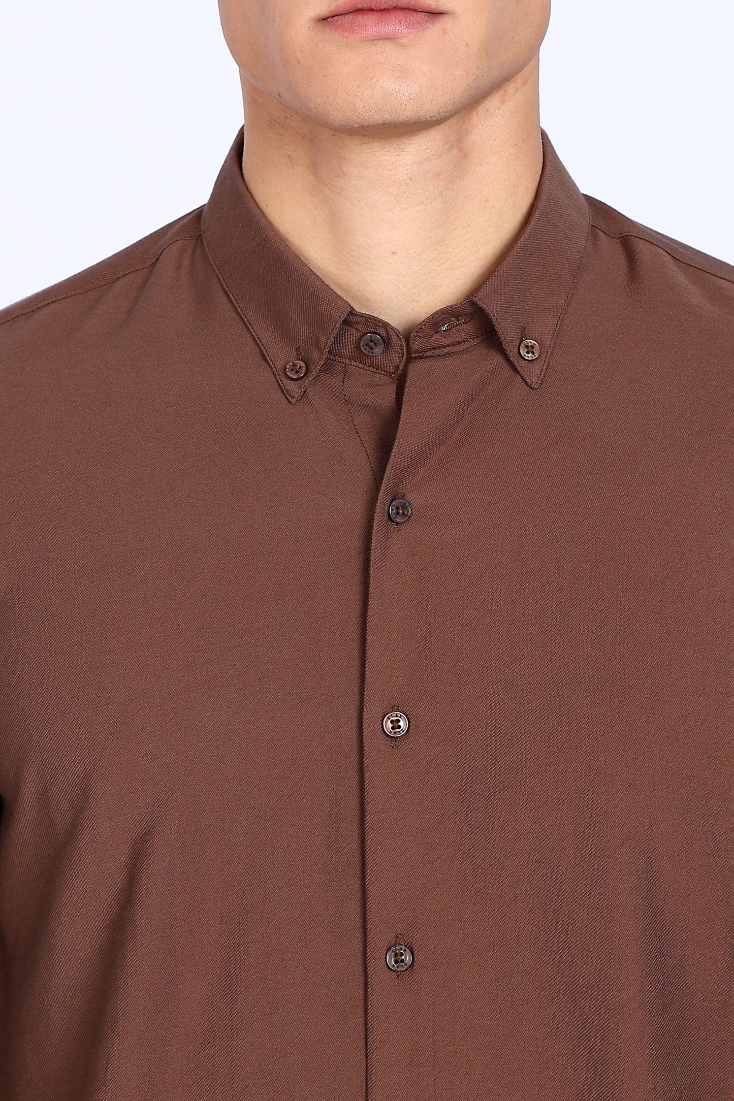 Regular Fit Brown Plain Linen Shirt
