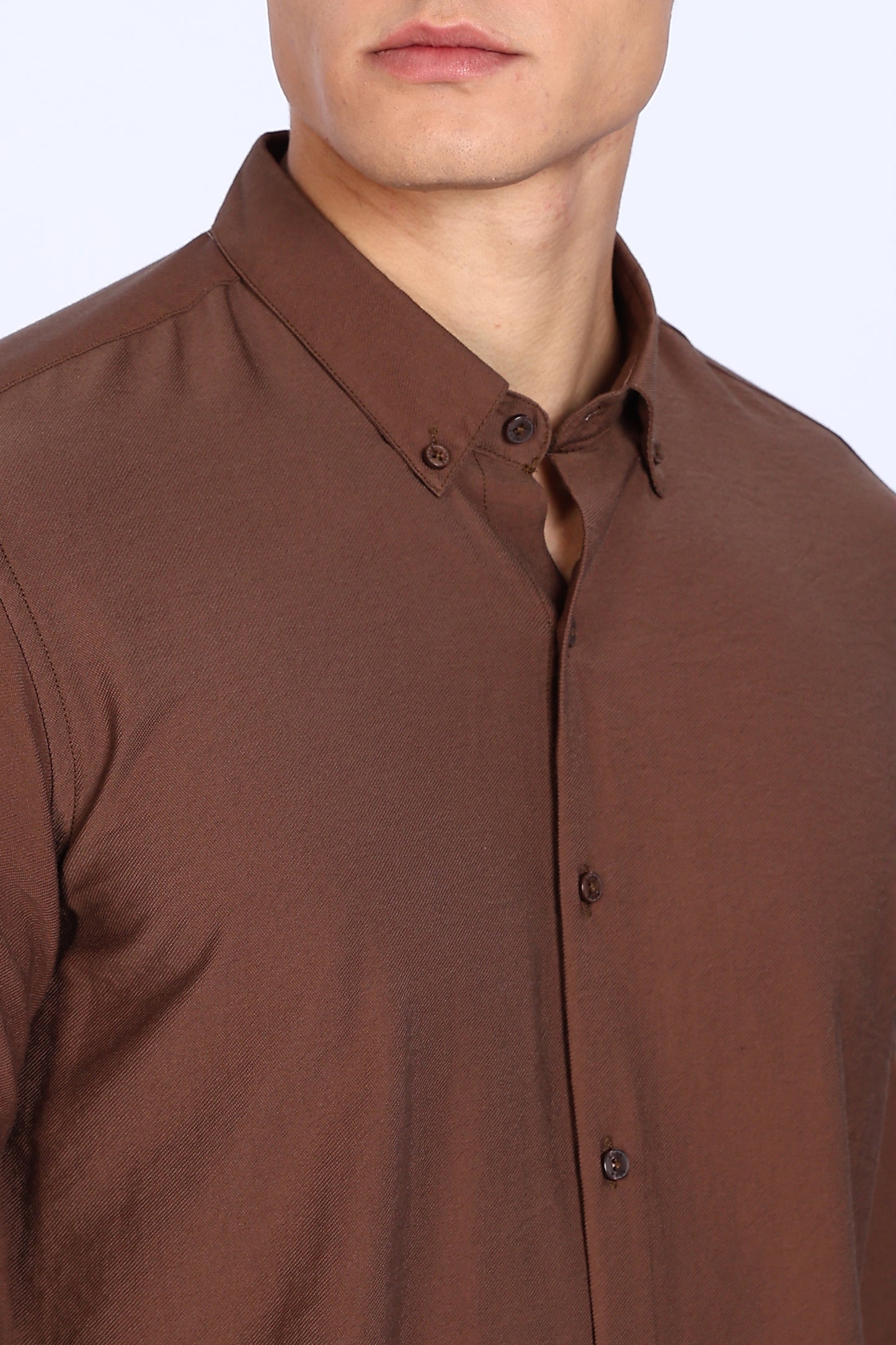 Regular Fit Brown Plain Linen Shirt