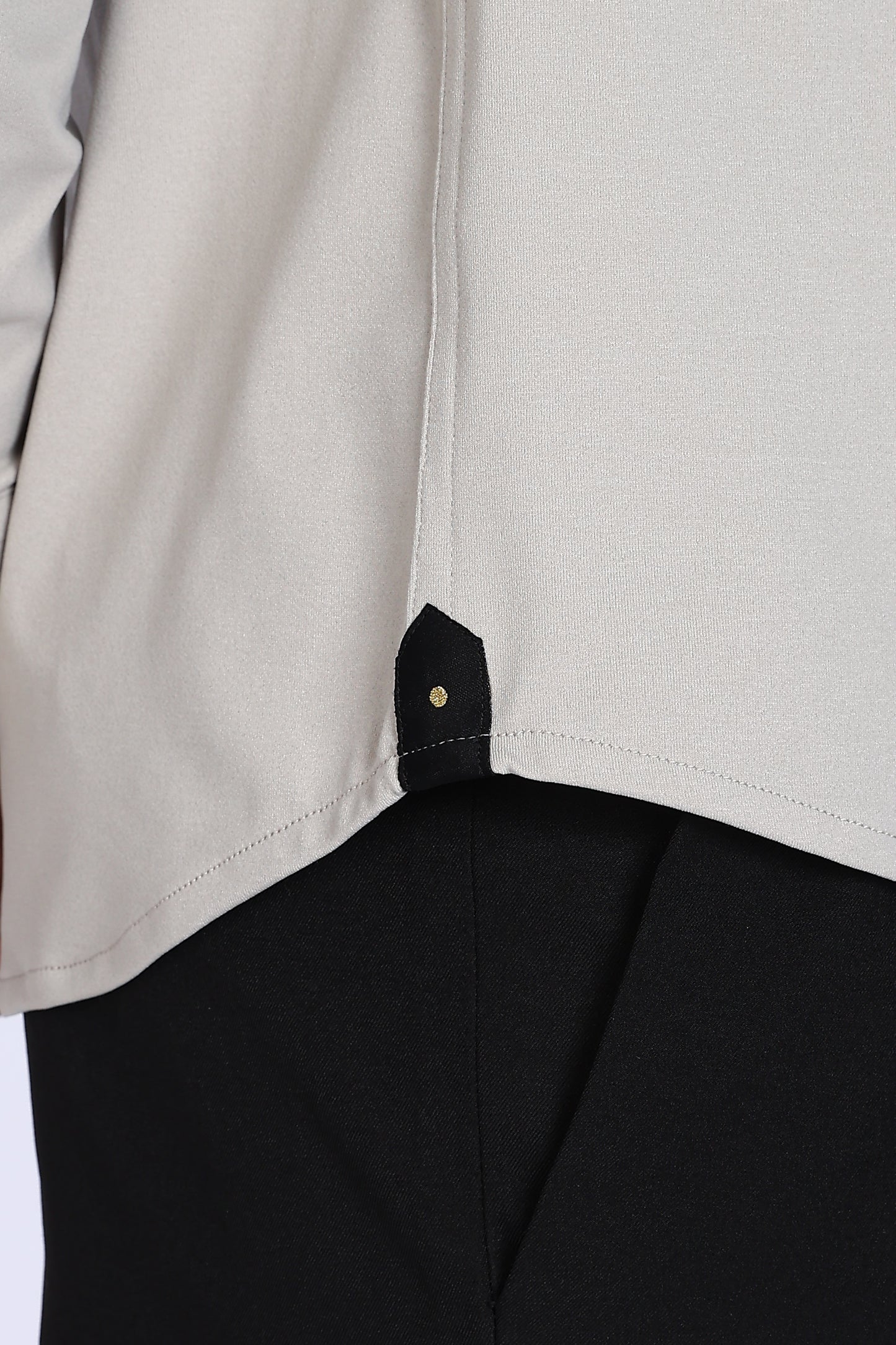 Regular Fit Light Grey Solid 4 Way Lycra Shirt