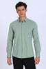 Regular Fit Pista Green 4 Way Lycra Solid Shirt