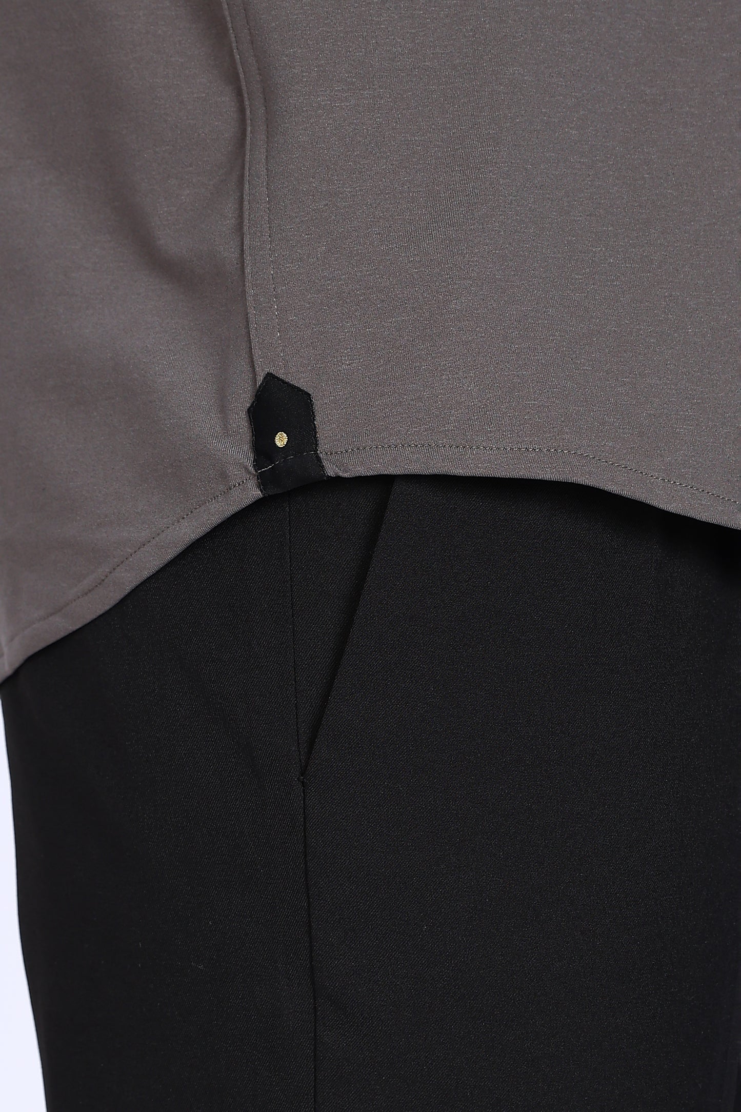 Regular Fit Dark Grey Solid 4 Way Lycra Shirt