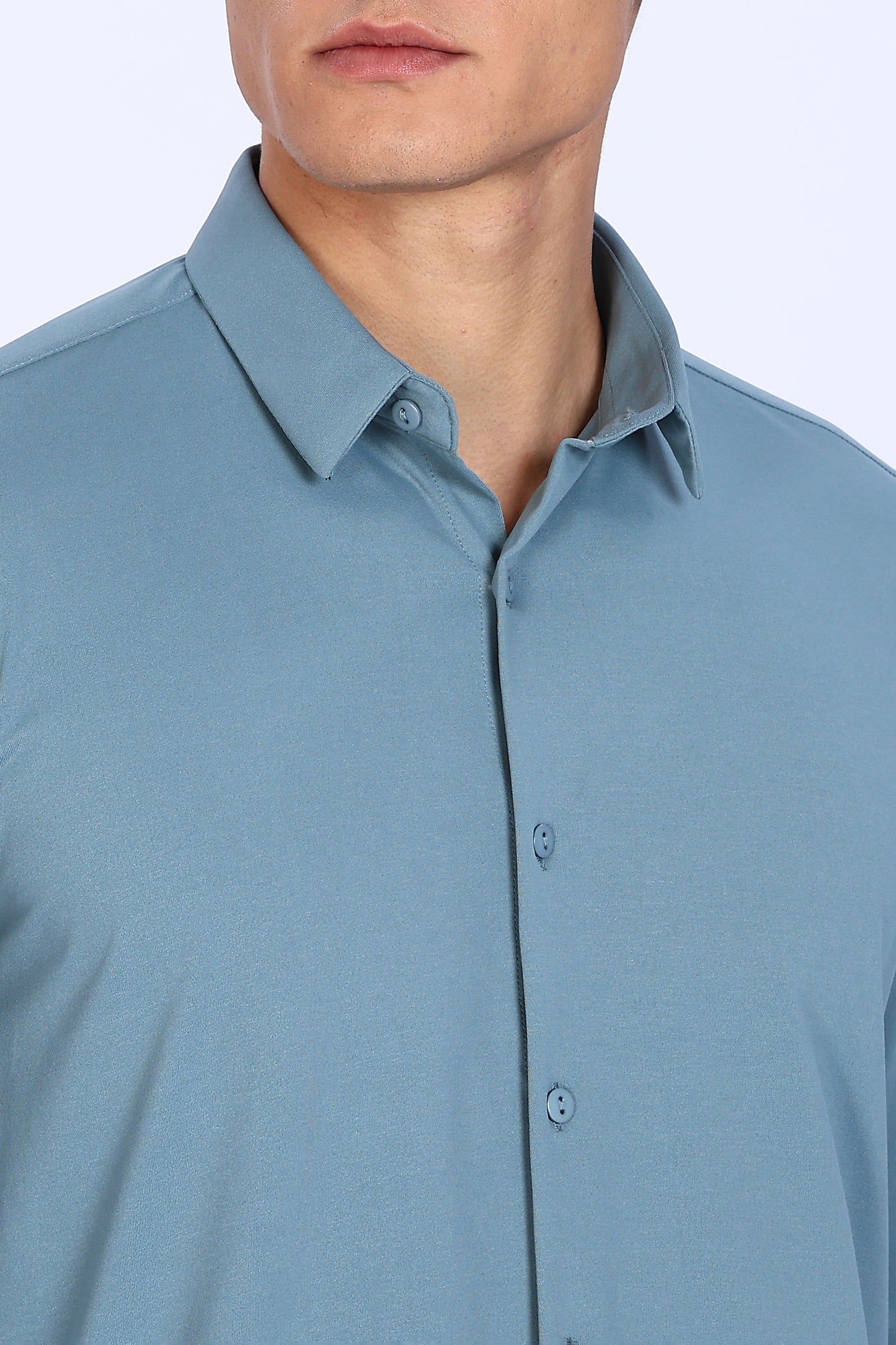 Regular Fit Light Blue 4 Way Lycra Hybrid Plain Shirt
