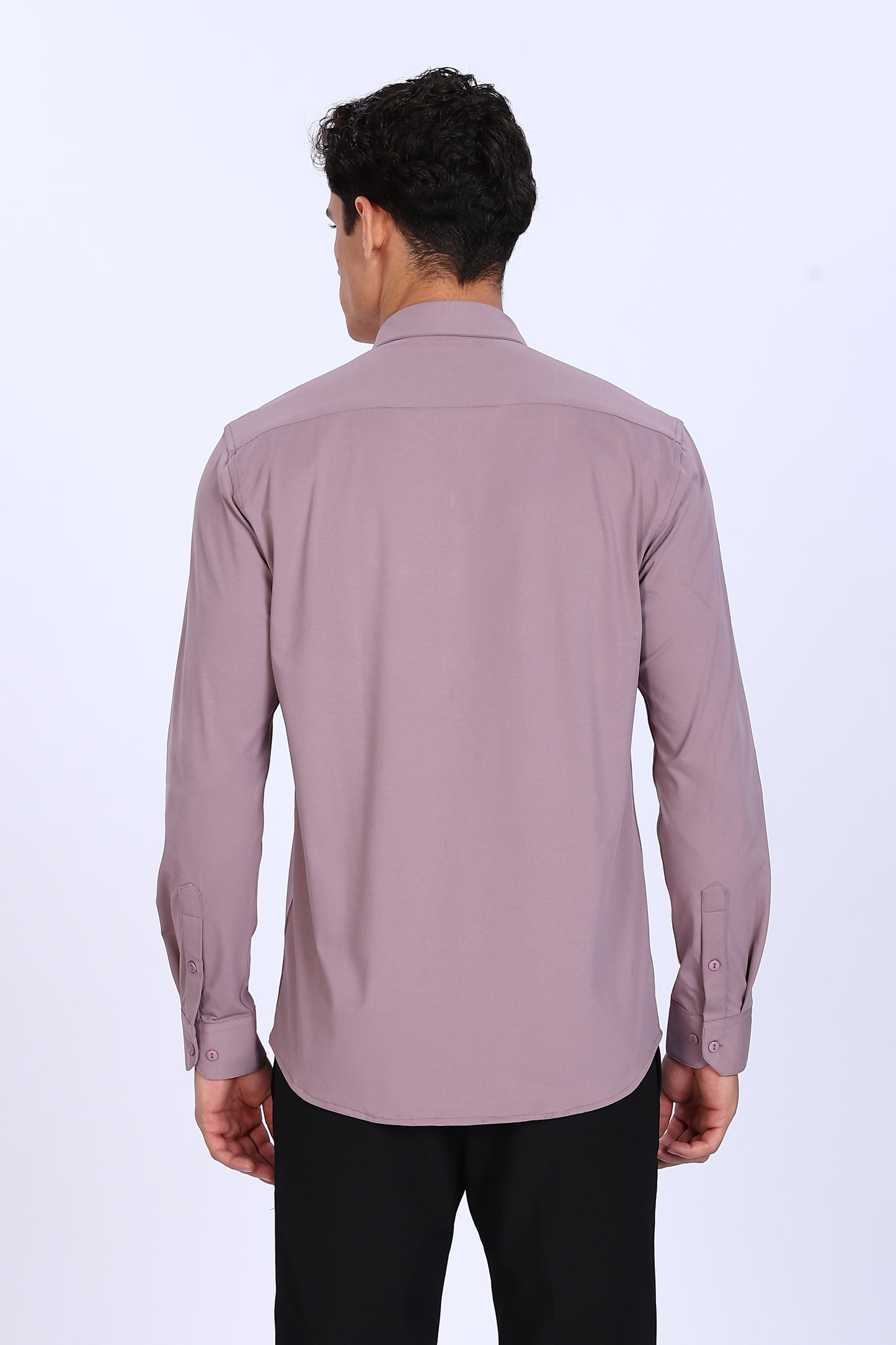 Regular Fit Light Purple Solid 4 Way Lycra Shirt