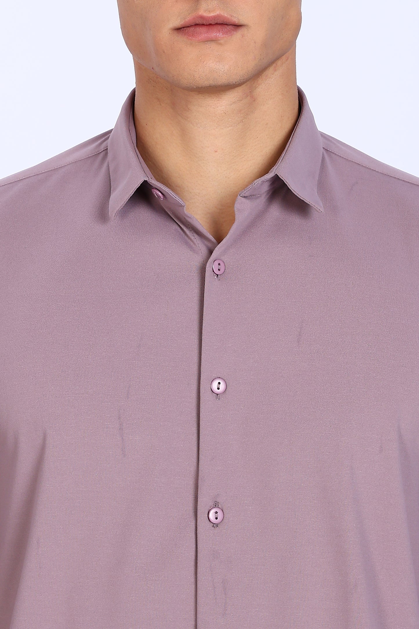 Regular Fit Light Purple Solid 4 Way Lycra Shirt