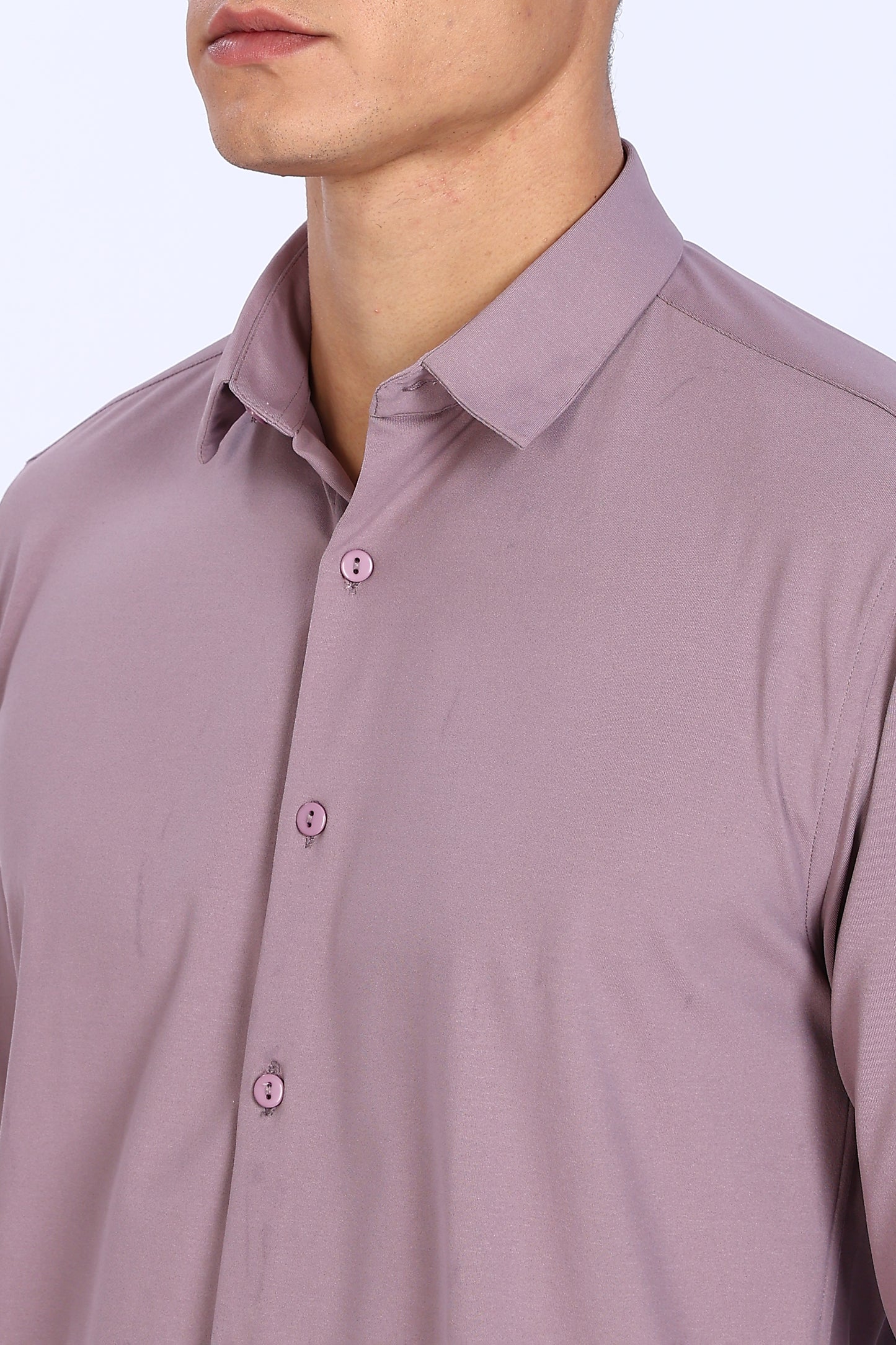 Regular Fit Light Purple Solid 4 Way Lycra Shirt