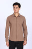 Regular Fit Light Brown 4 Way Lycra Solid Shirt