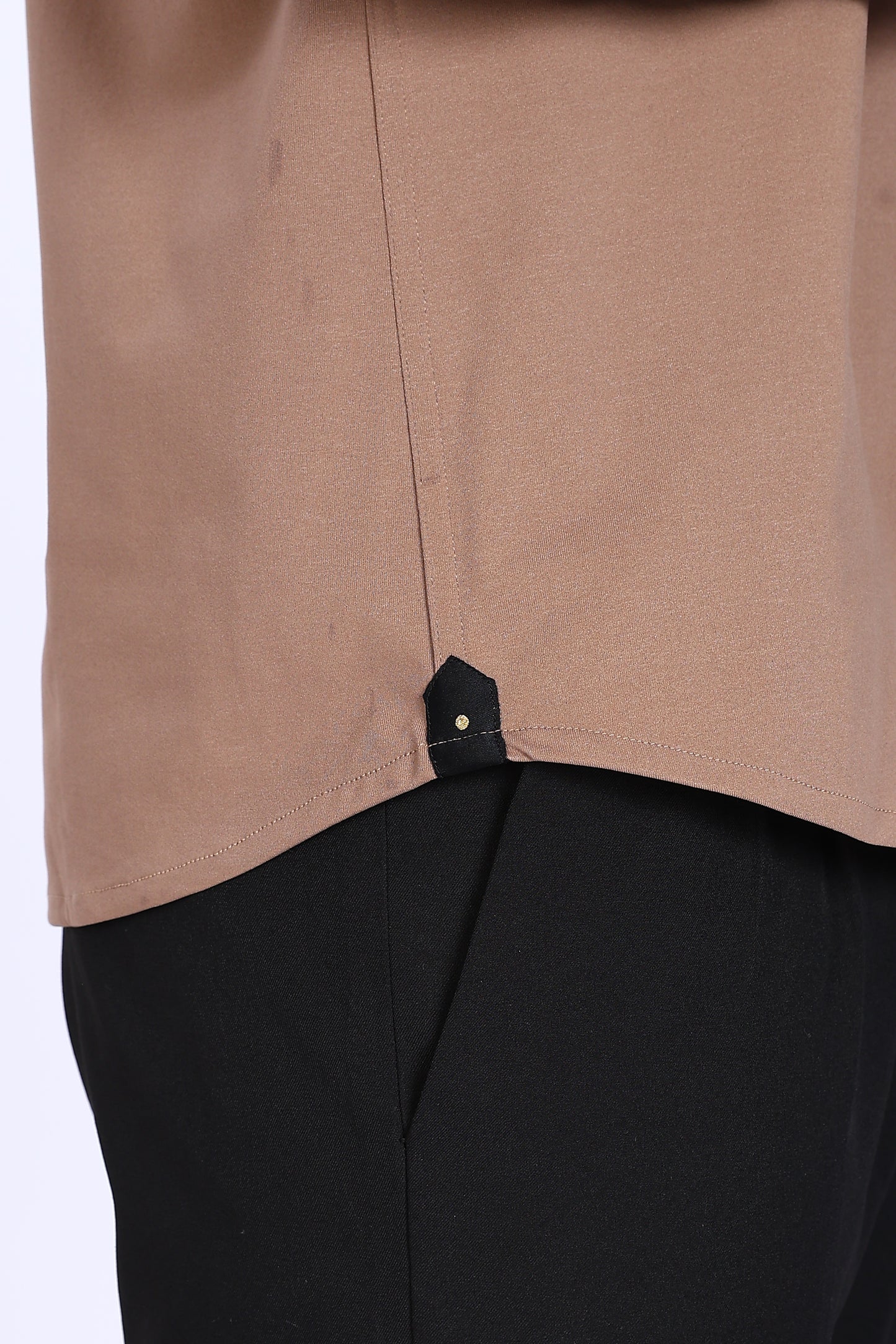 Regular Fit Light Brown 4 Way Lycra Solid Shirt