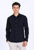 Regular Fit Navy Blue Solid 4 Way Lycra Shirt