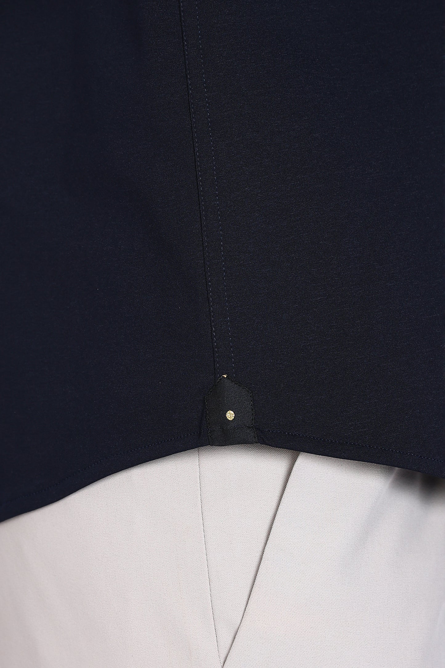 Regular Fit Navy Blue Solid 4 Way Lycra Shirt