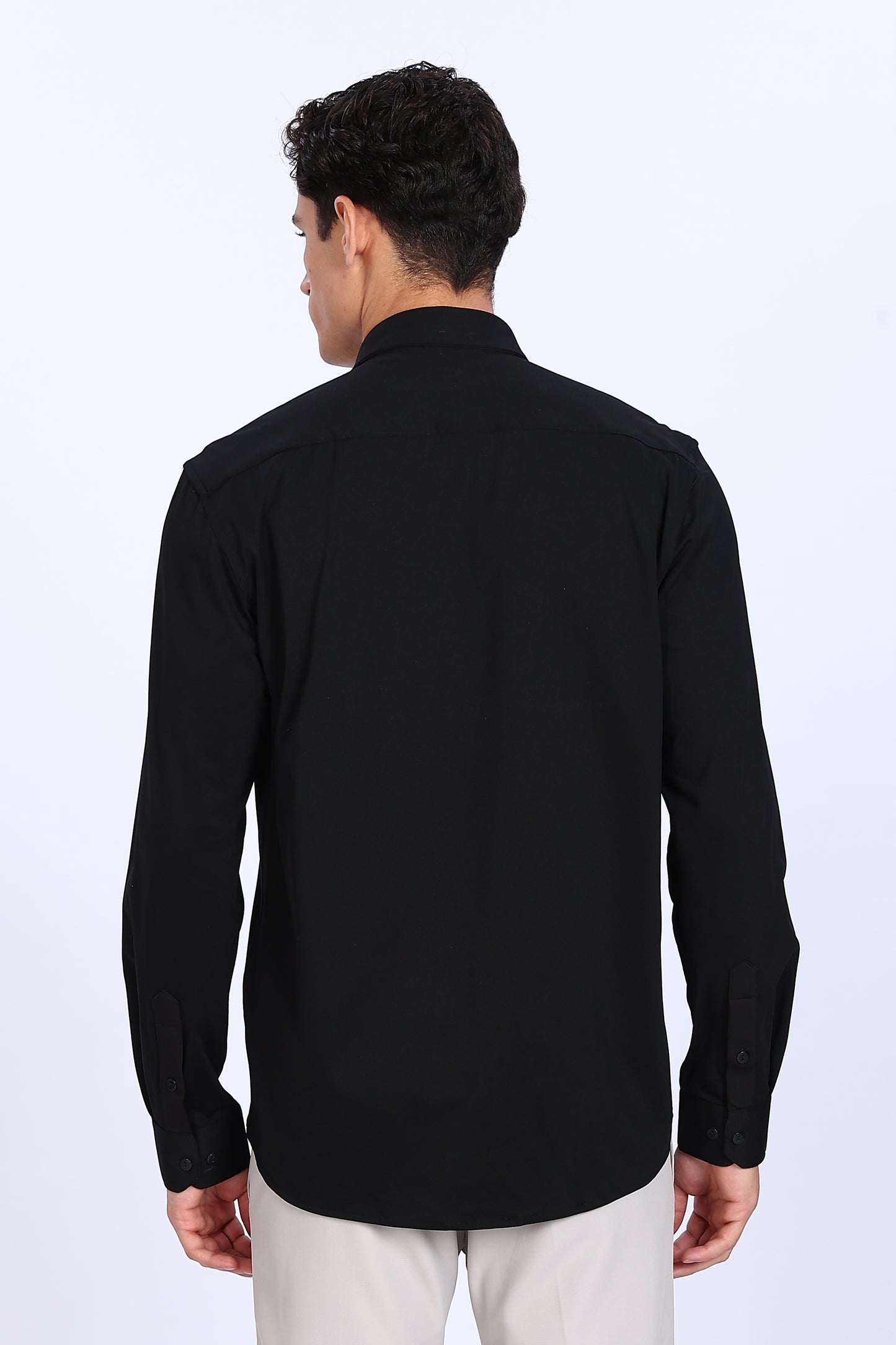 Regular Fit Black 4 Way Lycra Shirts