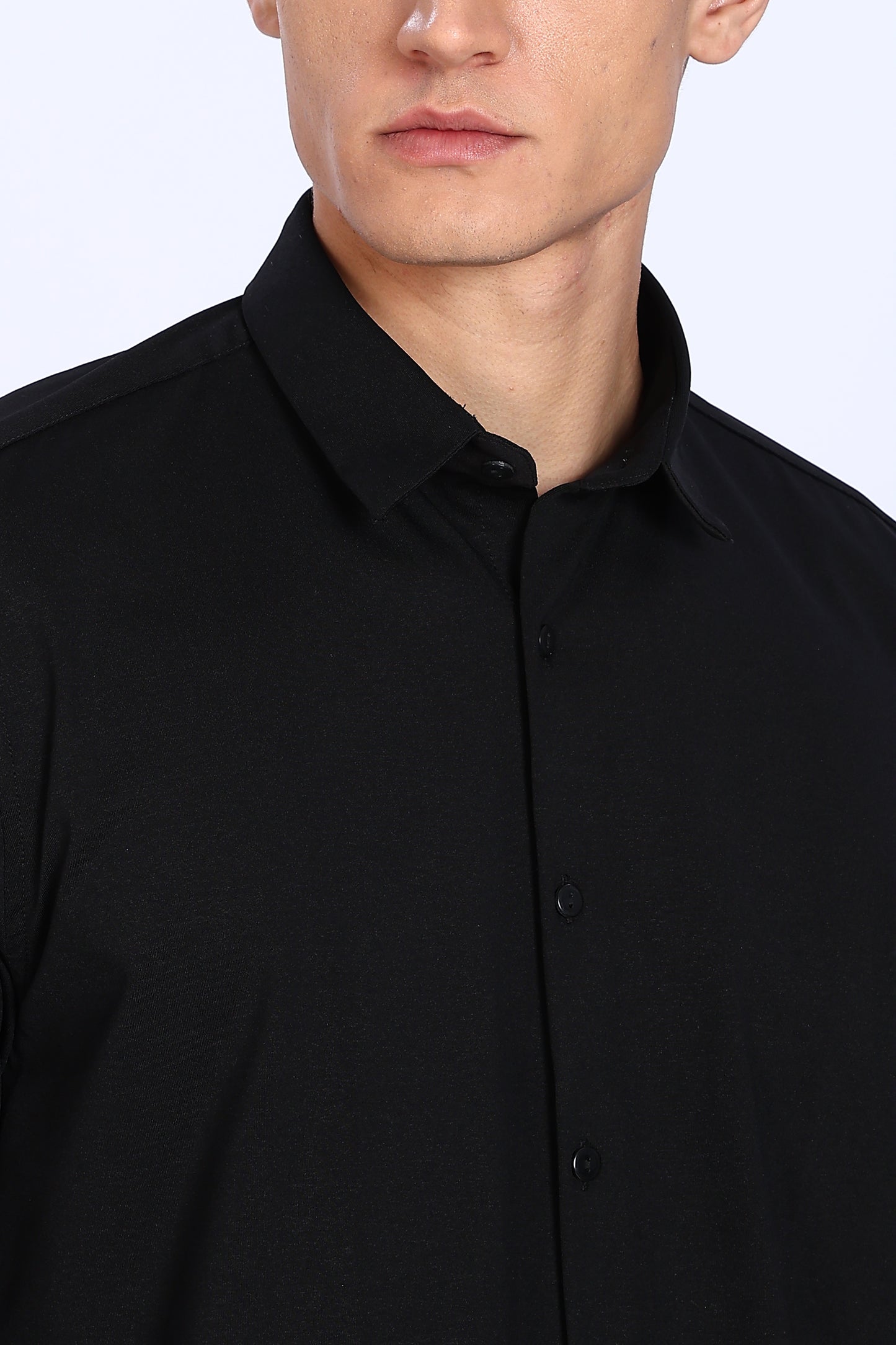 Regular Fit Black 4 Way Lycra Shirts