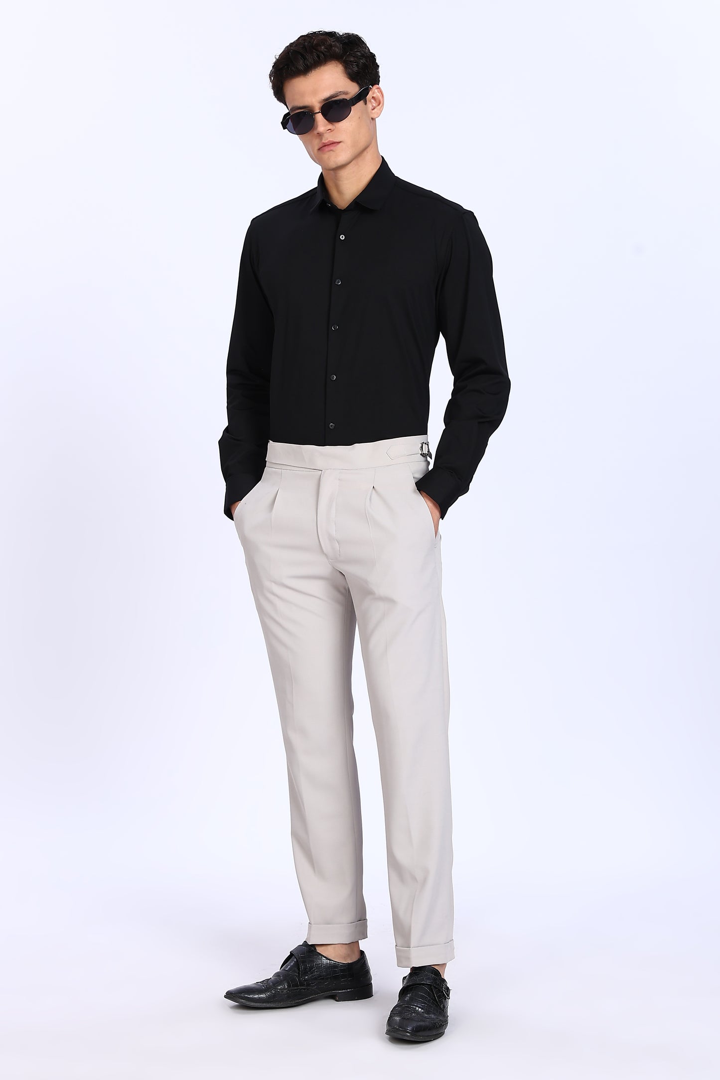 Regular Fit Black 4 Way Lycra Shirts