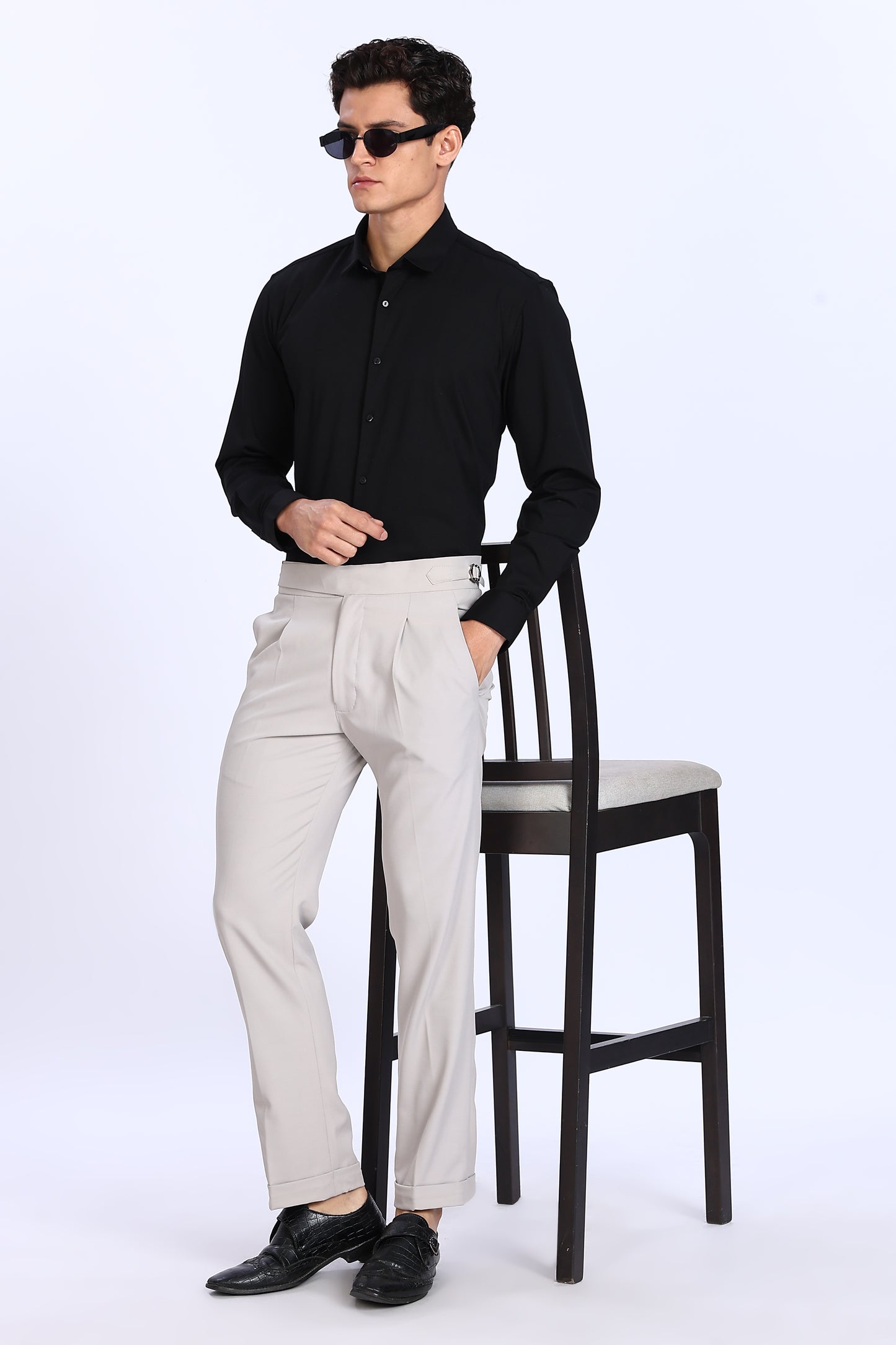 Regular Fit Black 4 Way Lycra Shirts