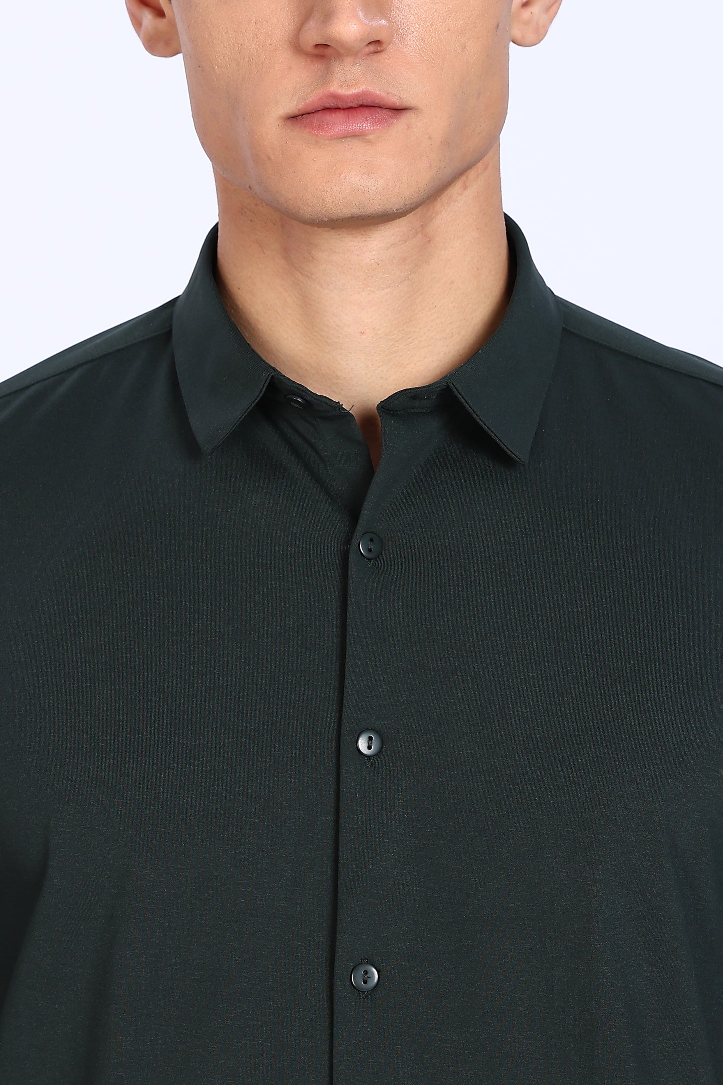 Regular Fit Deep Green 4 Way Lycra Shirt