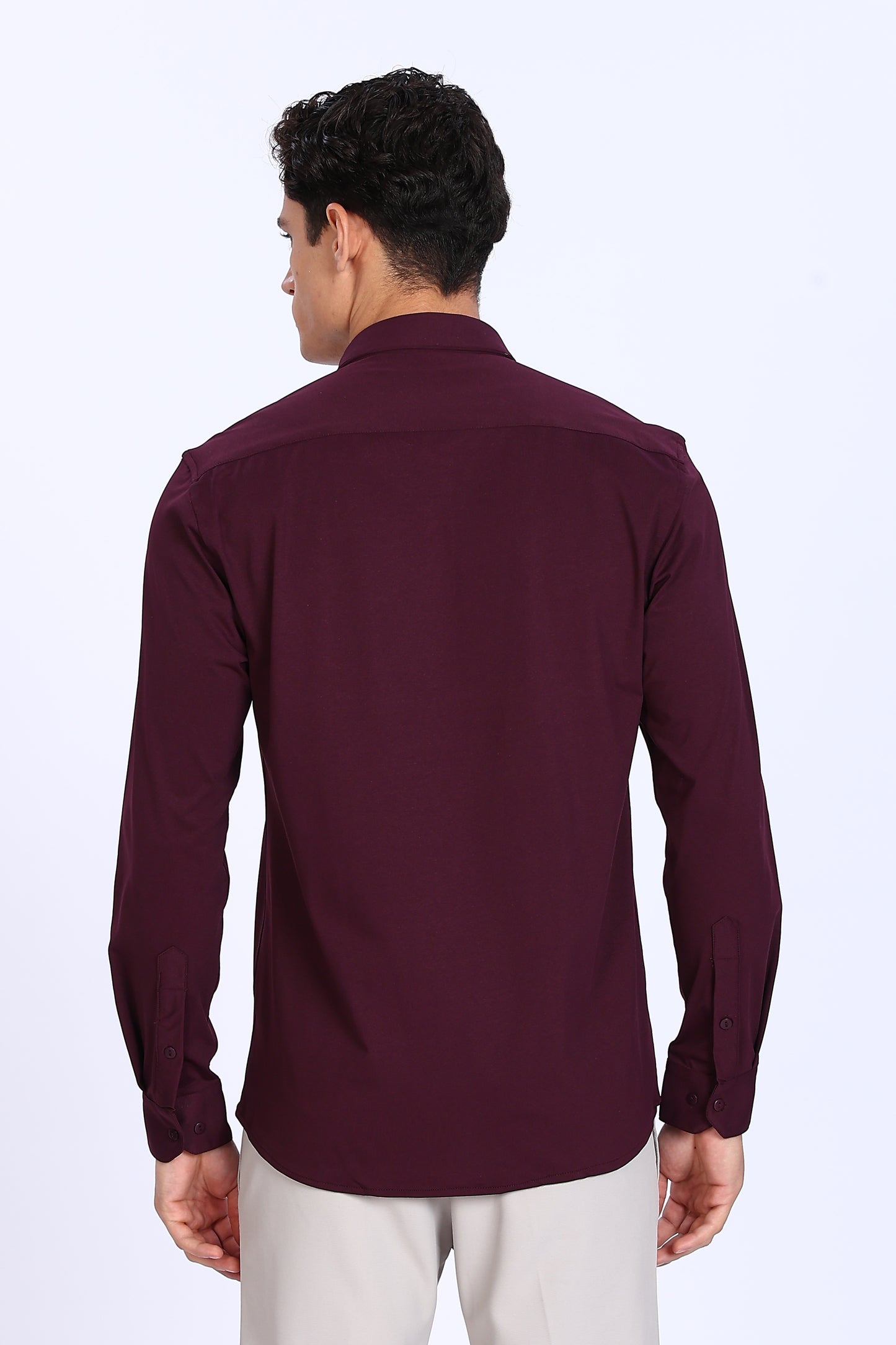 Regular Fit Maroon 4 Way Lycra Hybrid Shirt