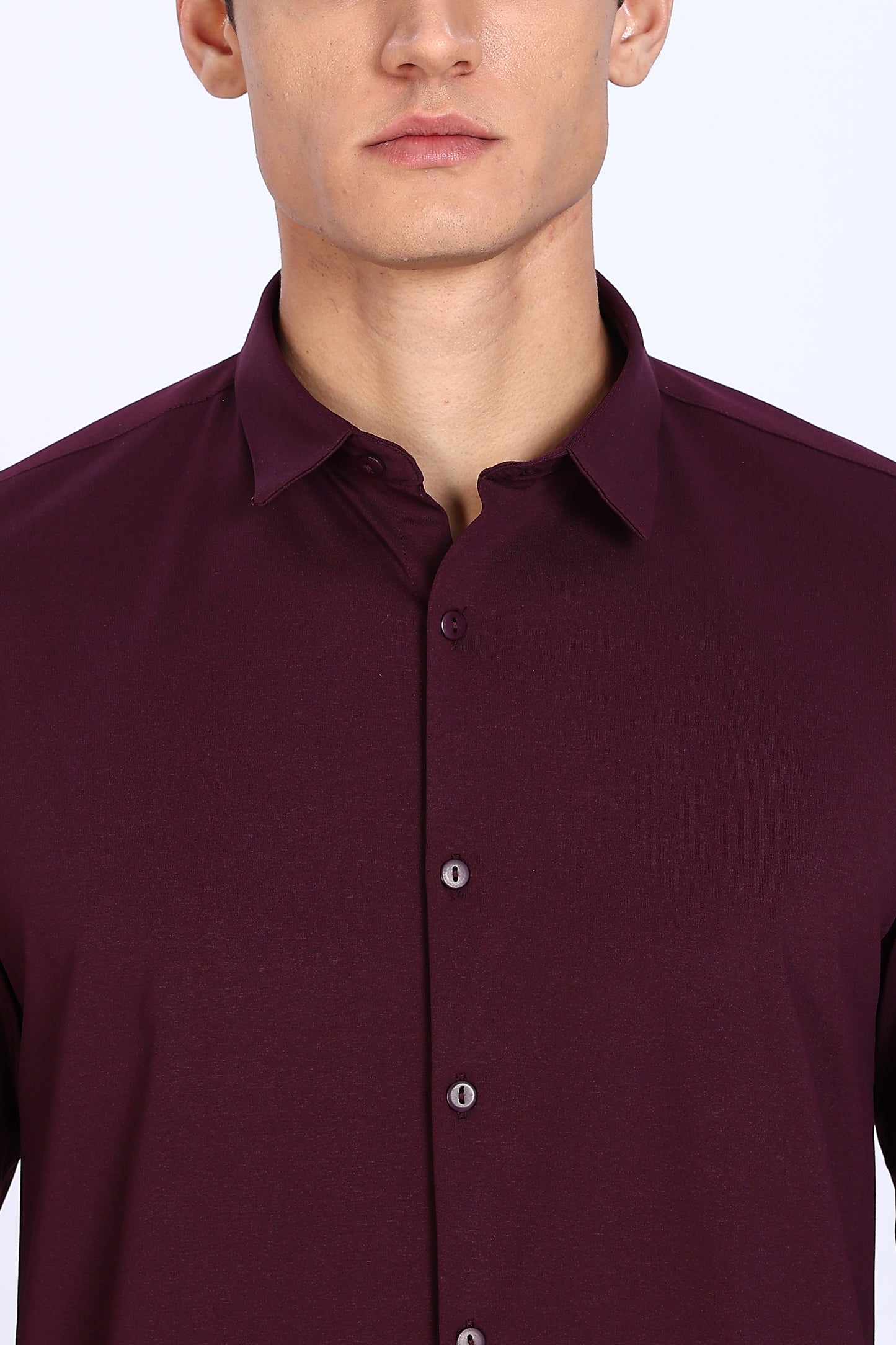 Regular Fit Maroon 4 Way Lycra Hybrid Shirt