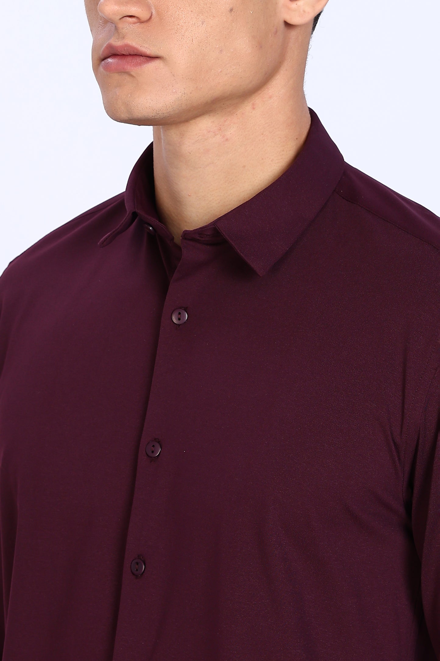 Regular Fit Maroon 4 Way Lycra Hybrid Shirt