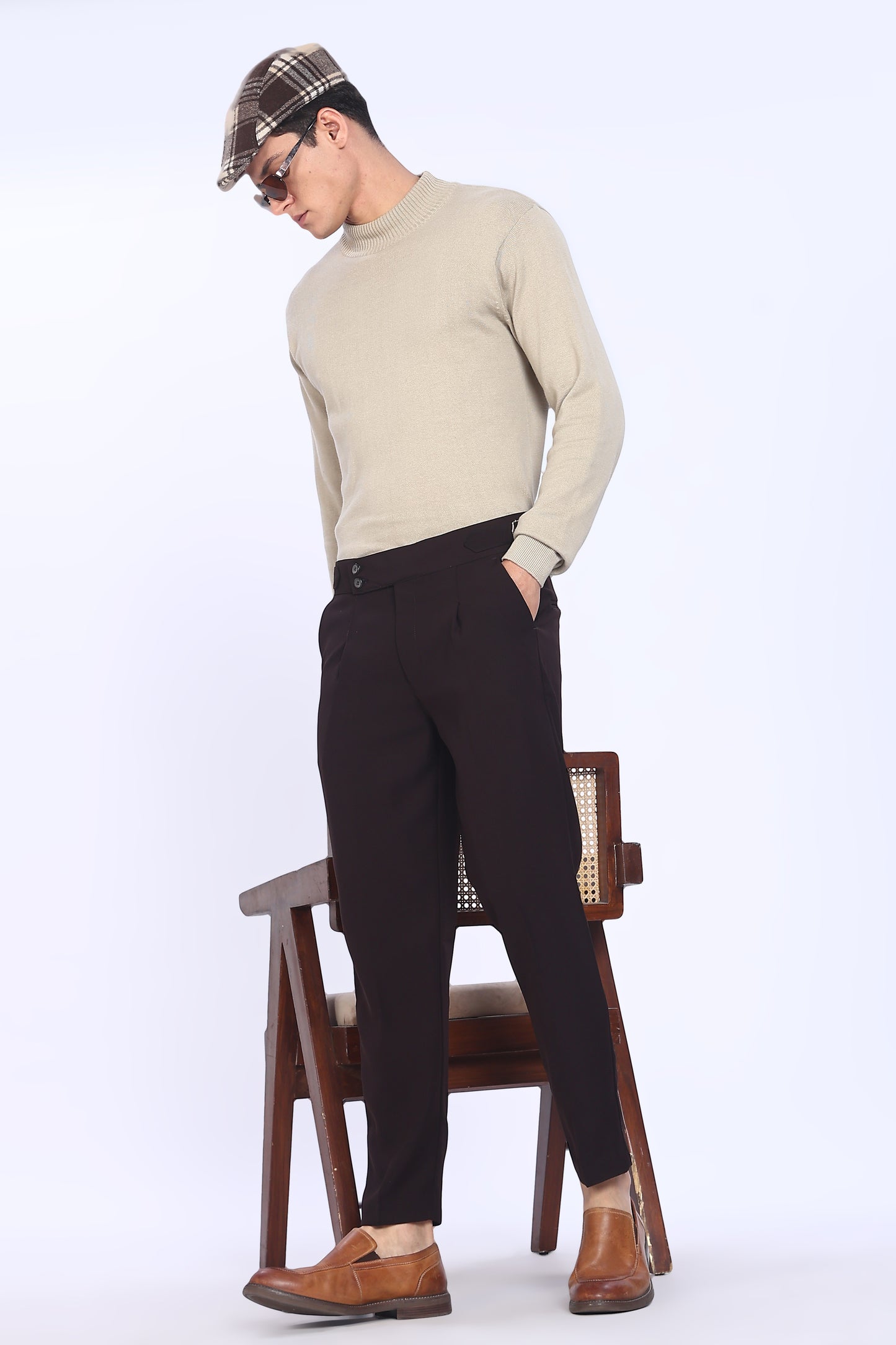 Regular Fit Deep Brown Armani Gurkha Trousers