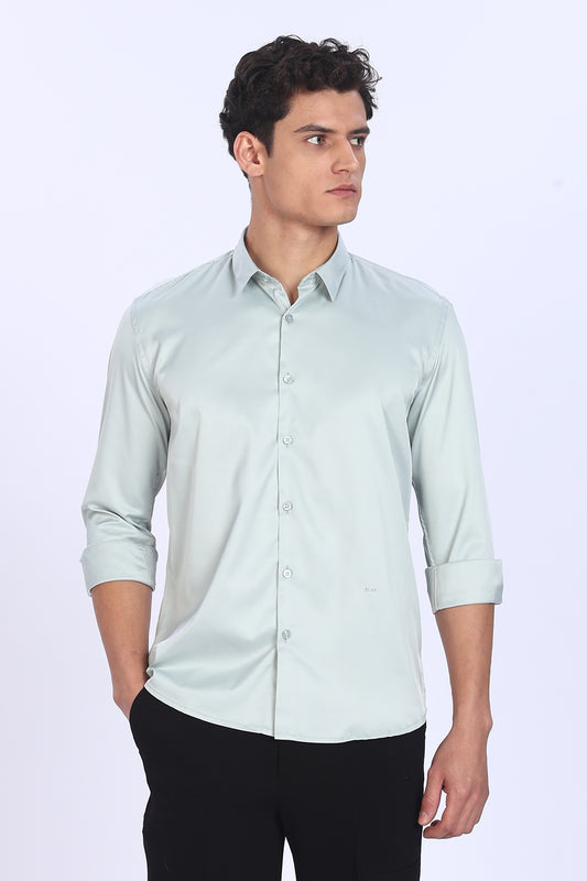 Regular Fit Ivory Satin Shirt