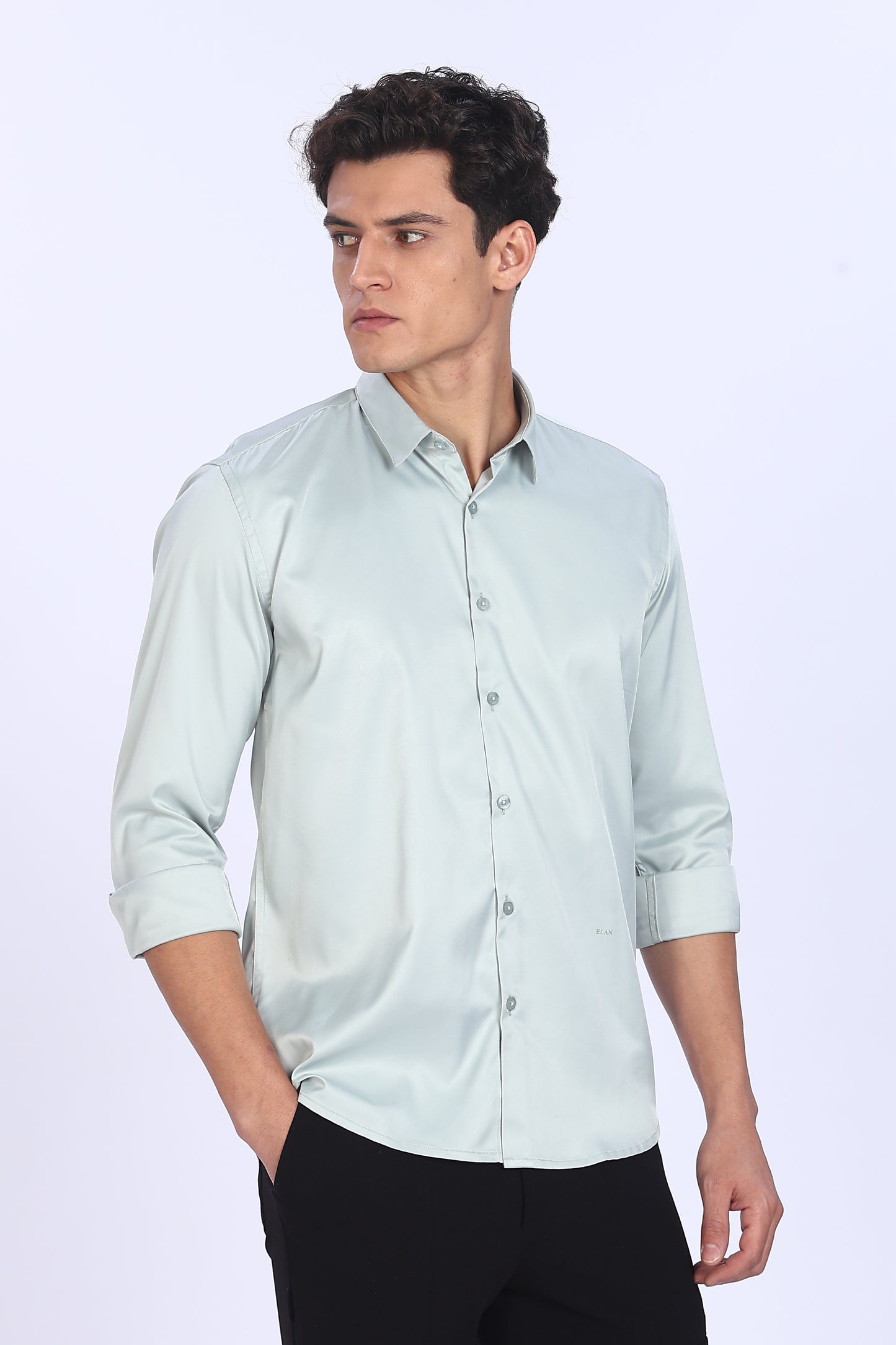 Regular Fit Ivory Satin Shirt