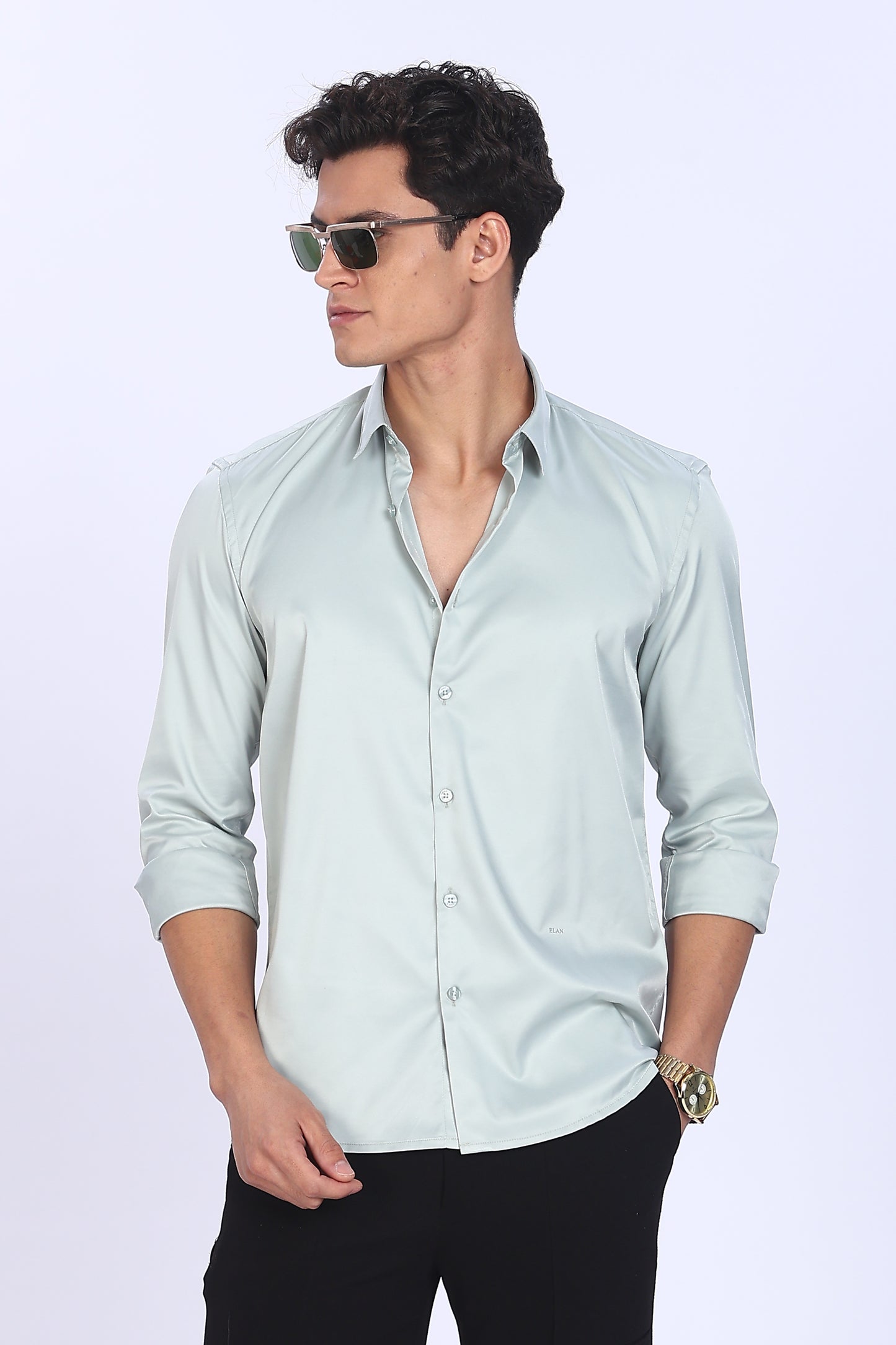 Regular Fit Ivory Satin Shirt
