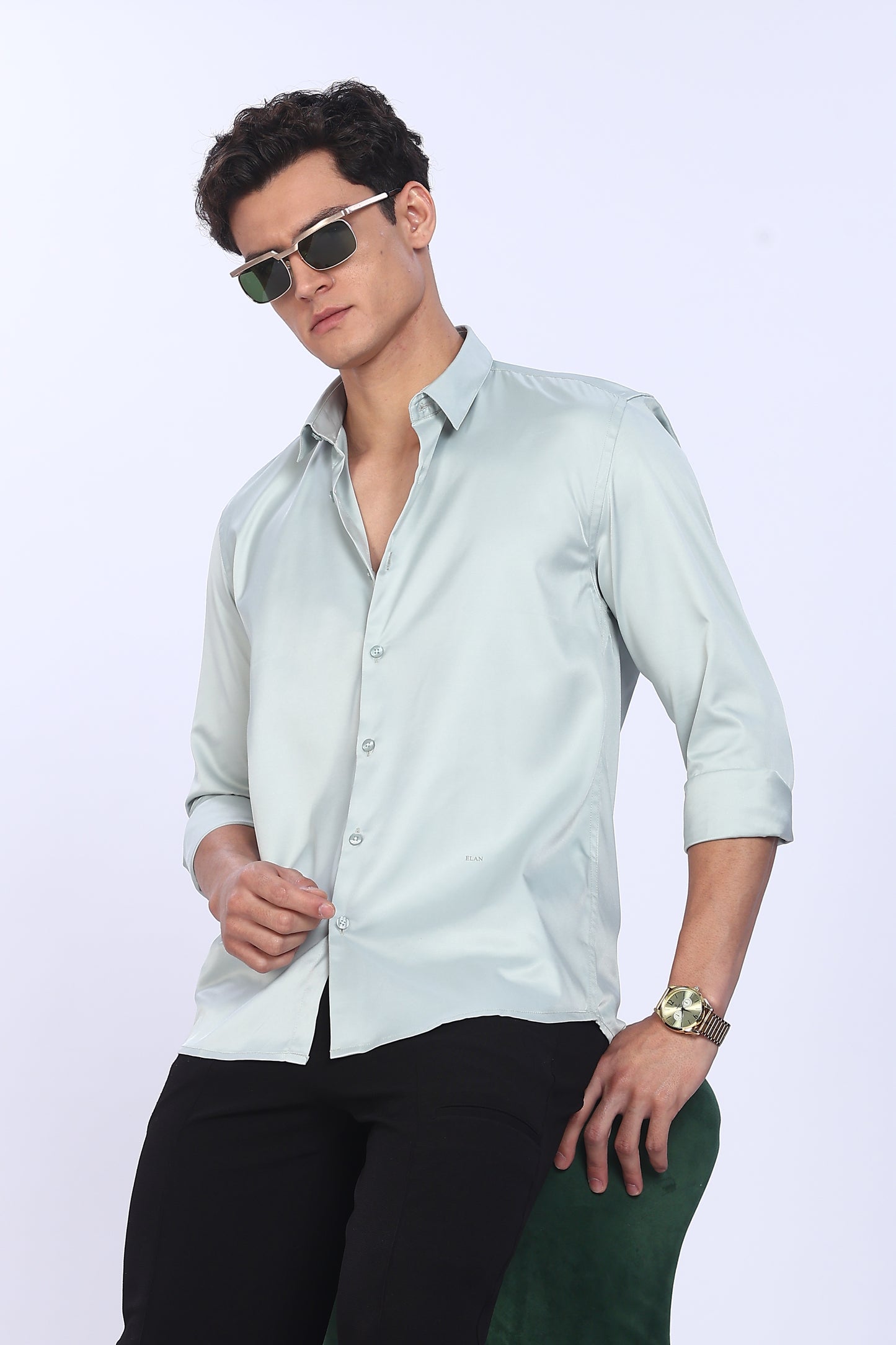 Regular Fit Ivory Satin Shirt