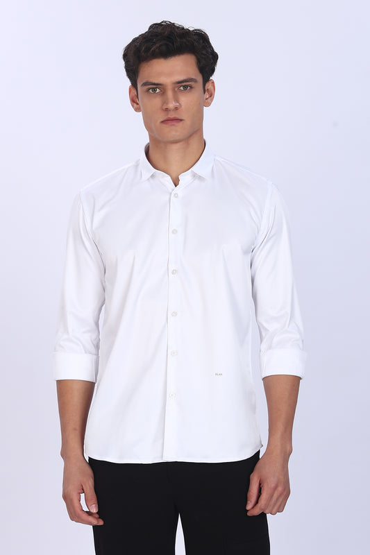 Regular Fit White Satin Shirt