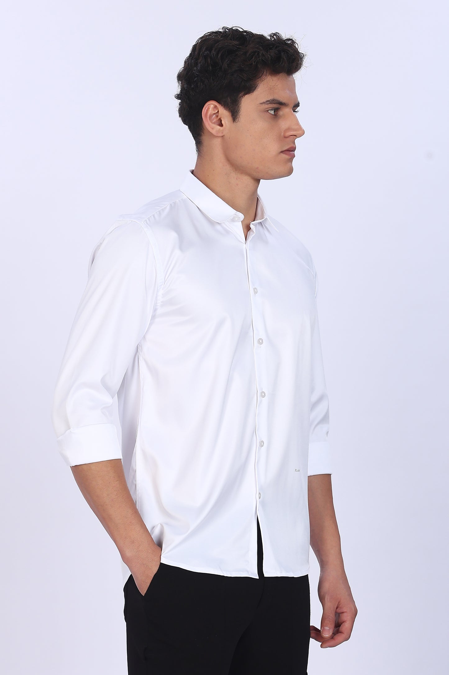 Regular Fit White Satin Shirt