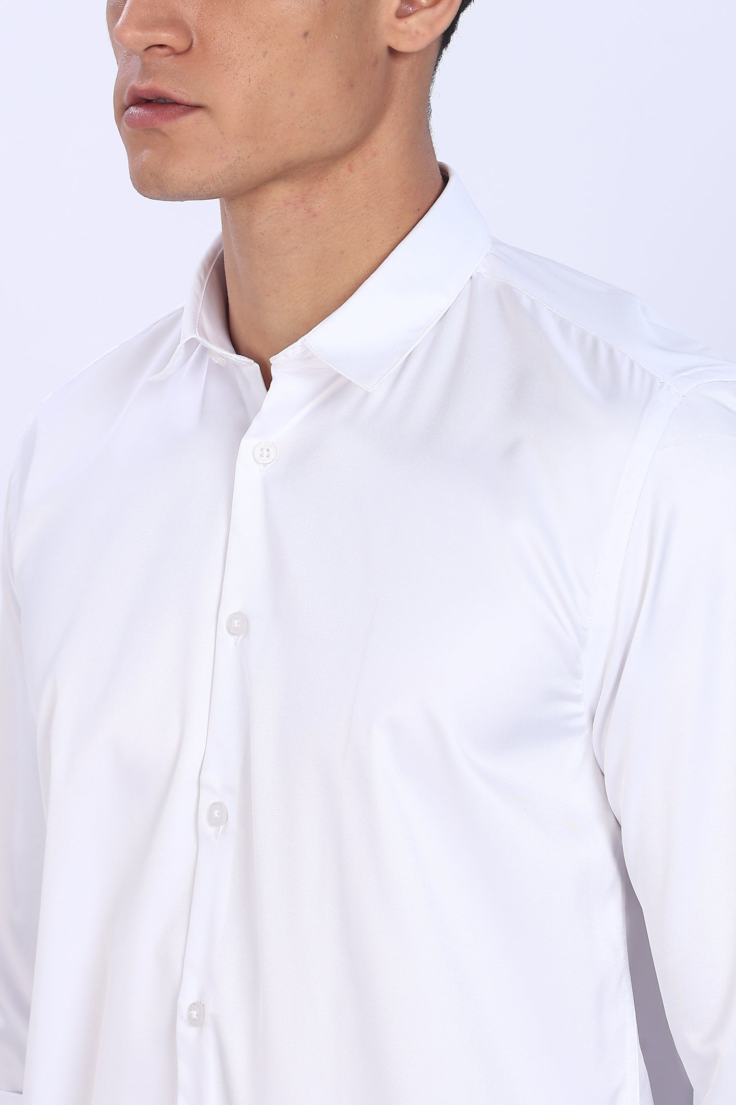Regular Fit White Satin Shirt