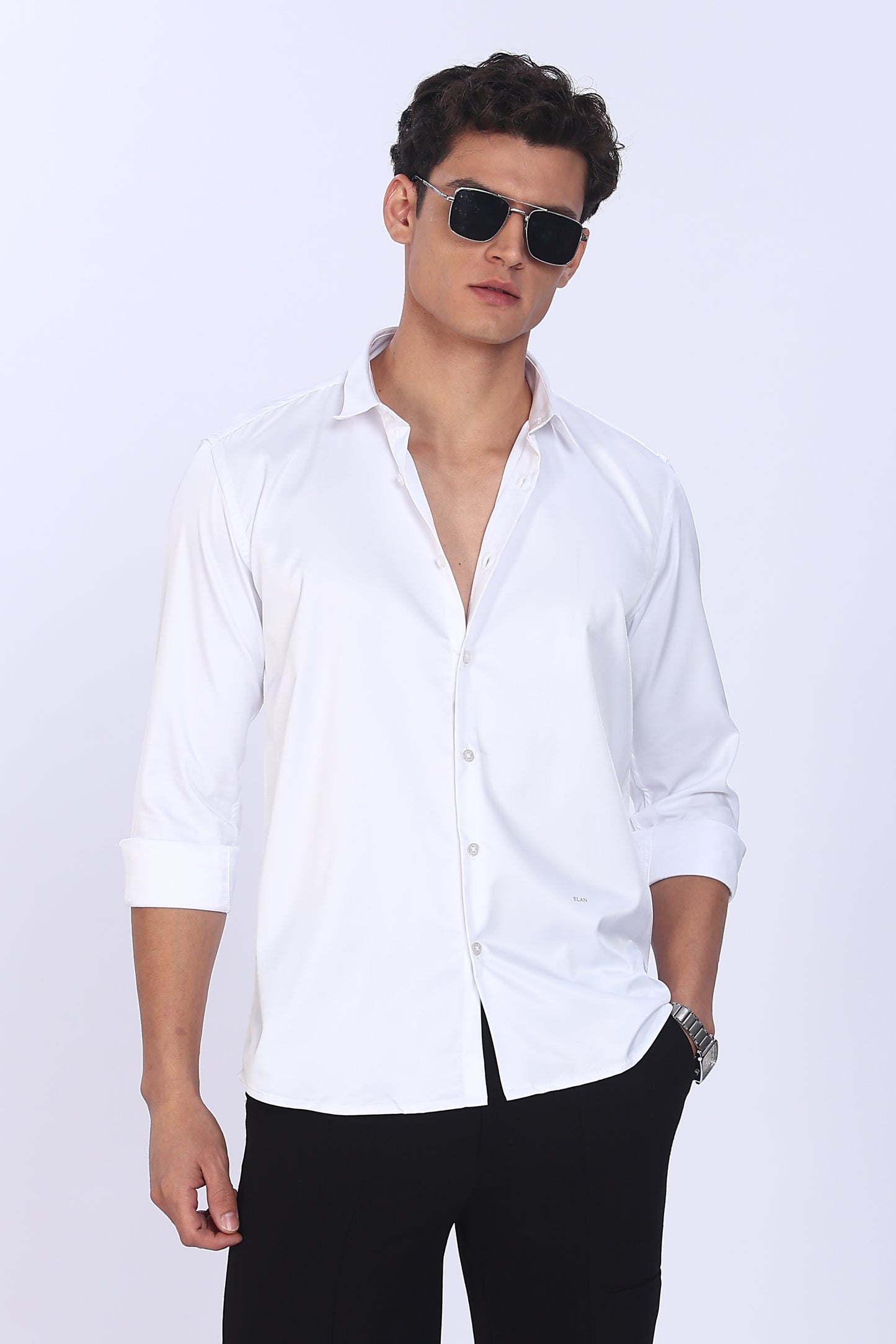 Regular Fit White Satin Shirt