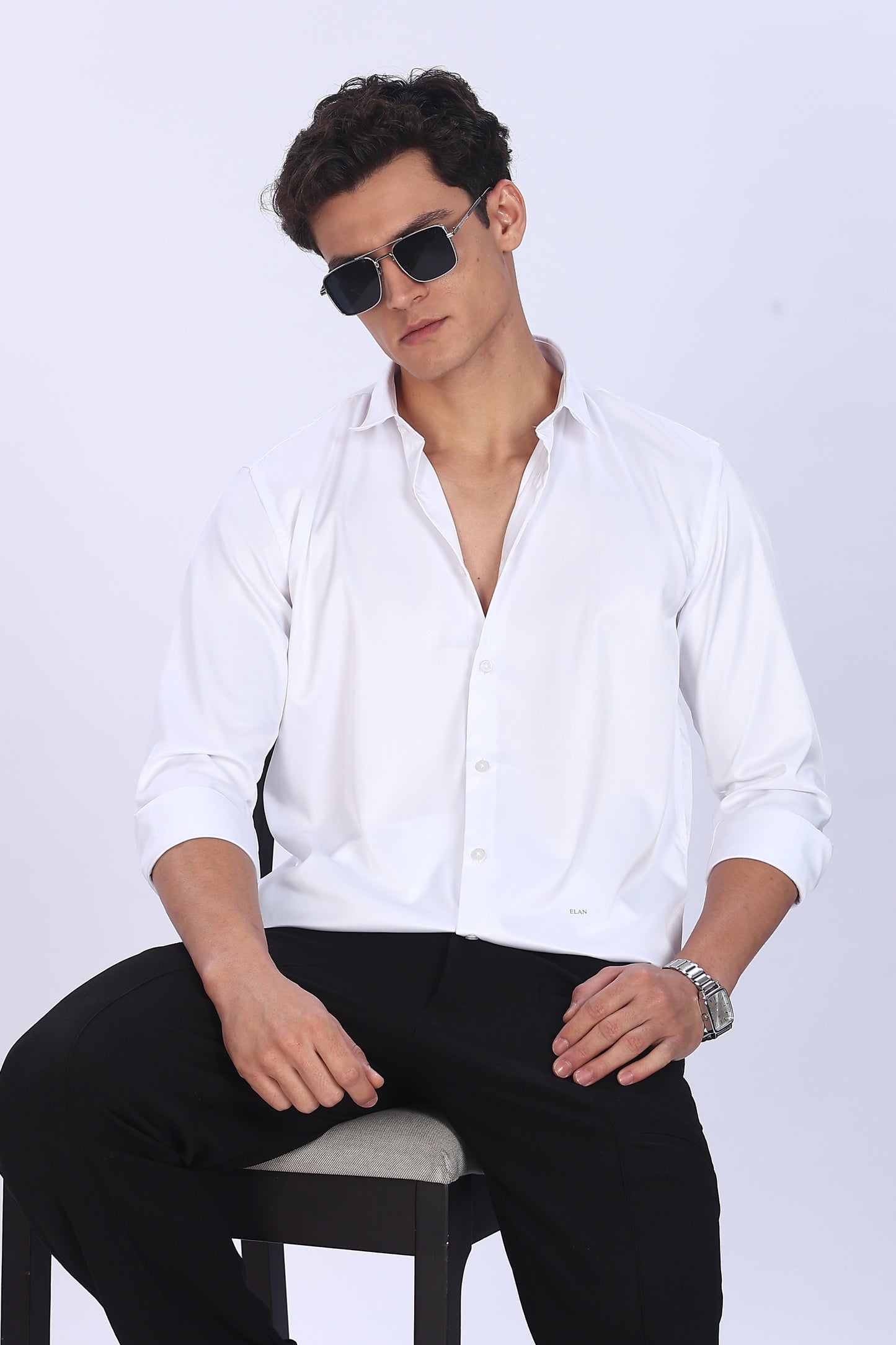Regular Fit White Satin Shirt