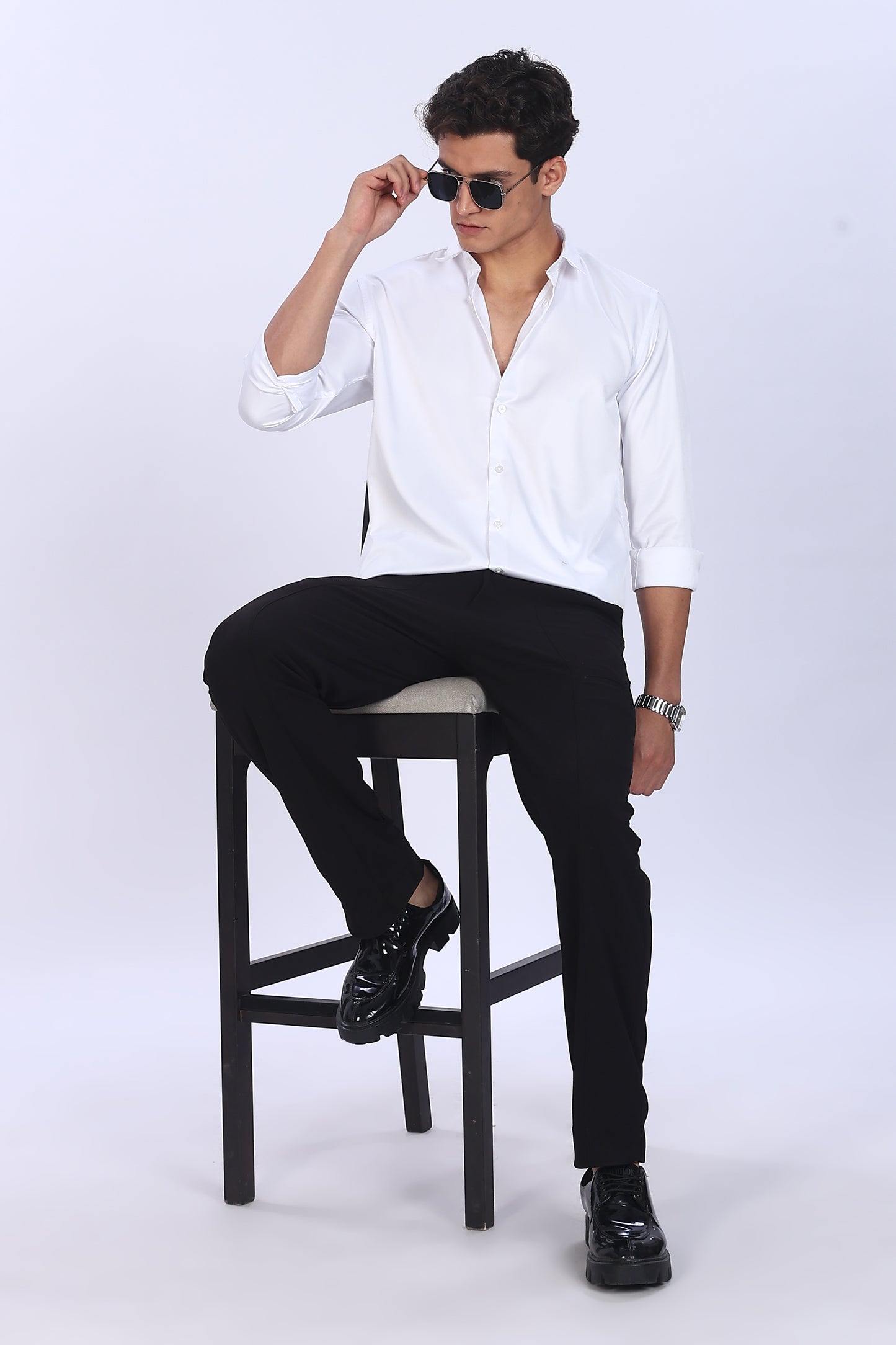 Regular Fit White Satin Shirt