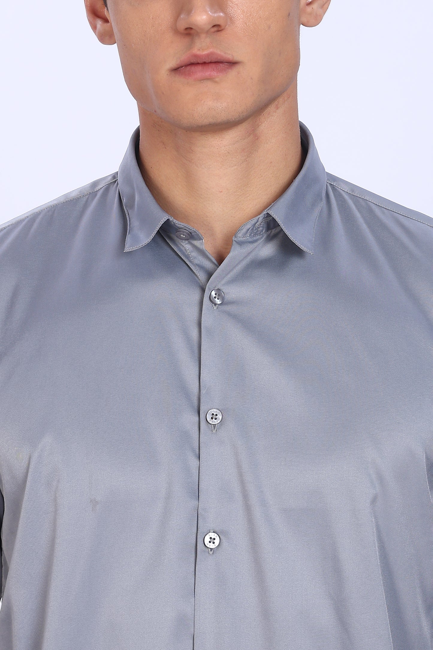 Regular Fit Grey Satin Shirt