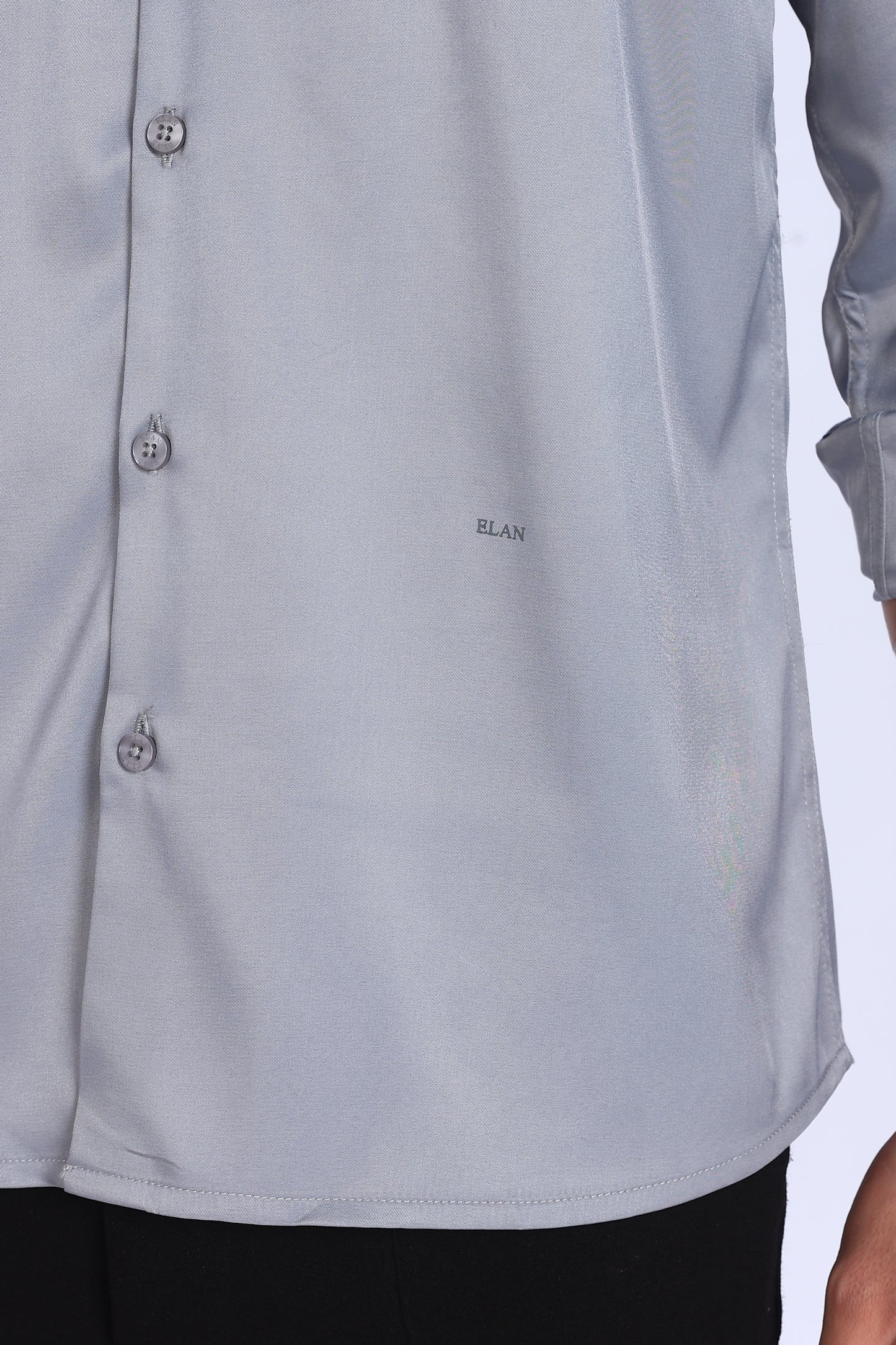 Regular Fit Grey Satin Shirt