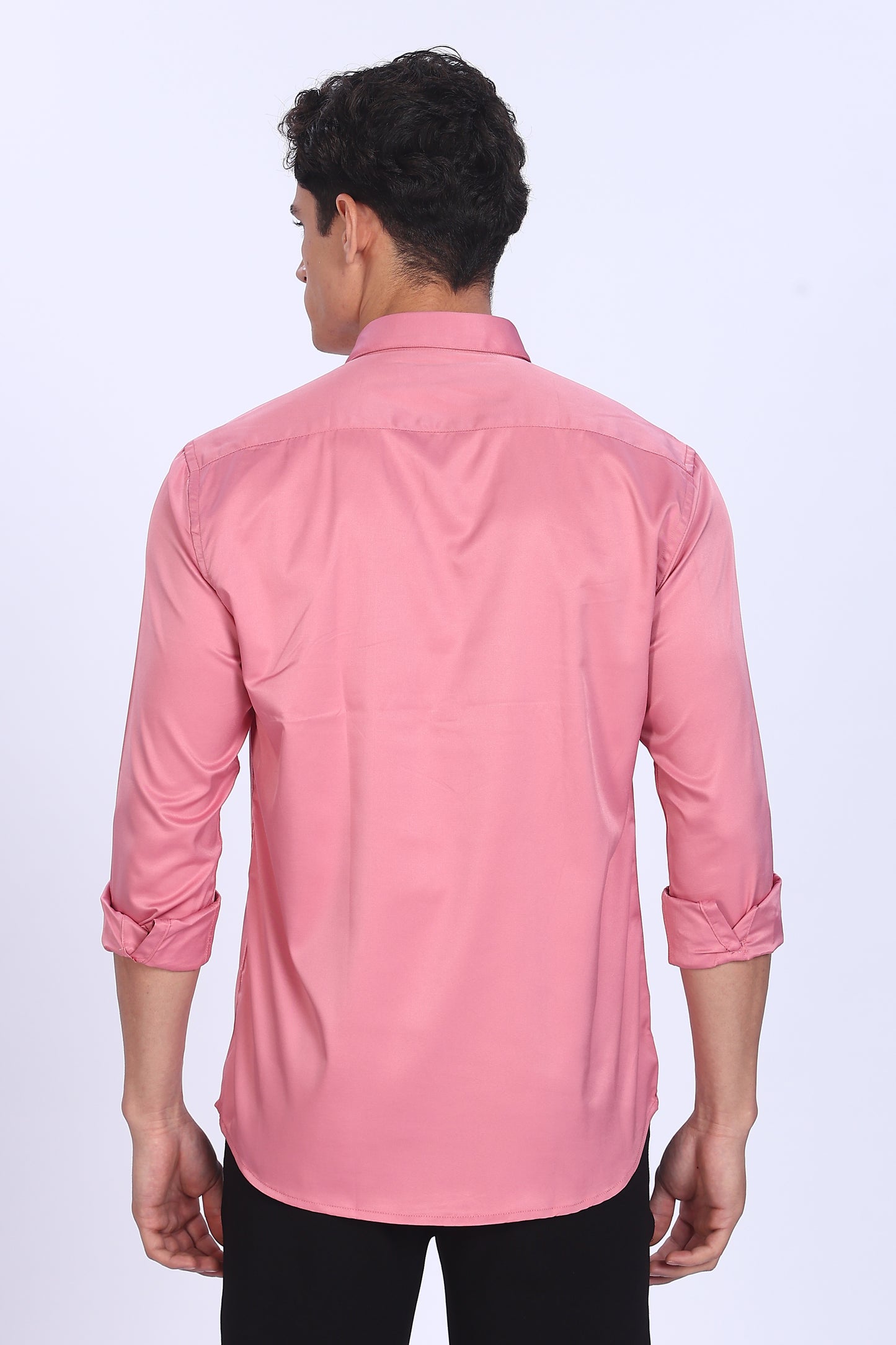 Regular Fit Pink Satin Shirt