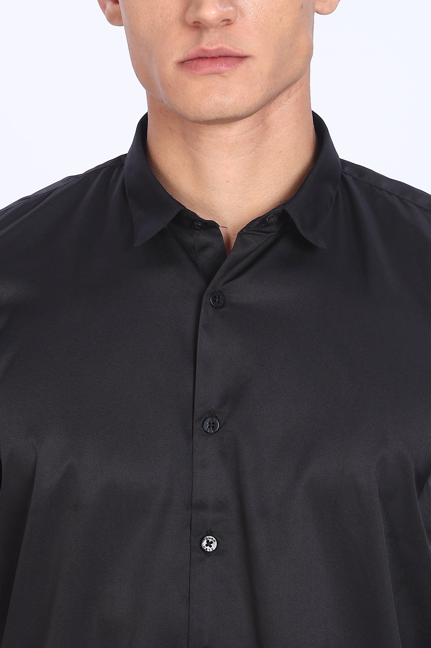 Regular Fit Classic Black Satin Shirt