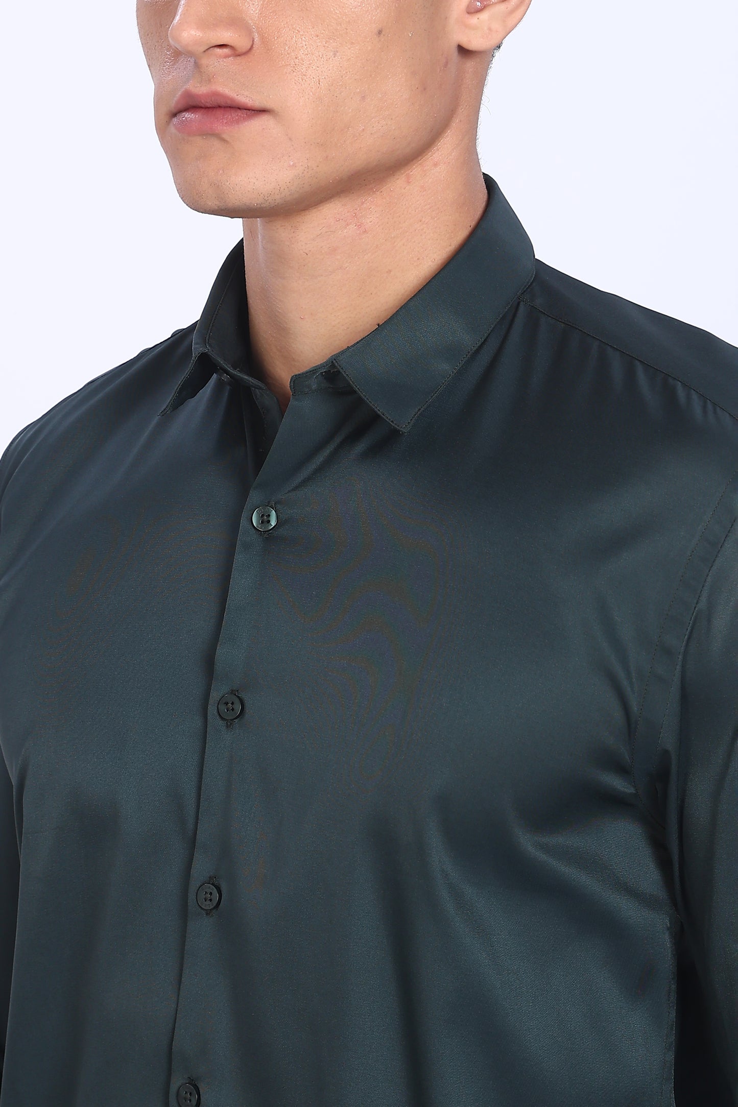 Regular Fit Dark Green Satin Shirt