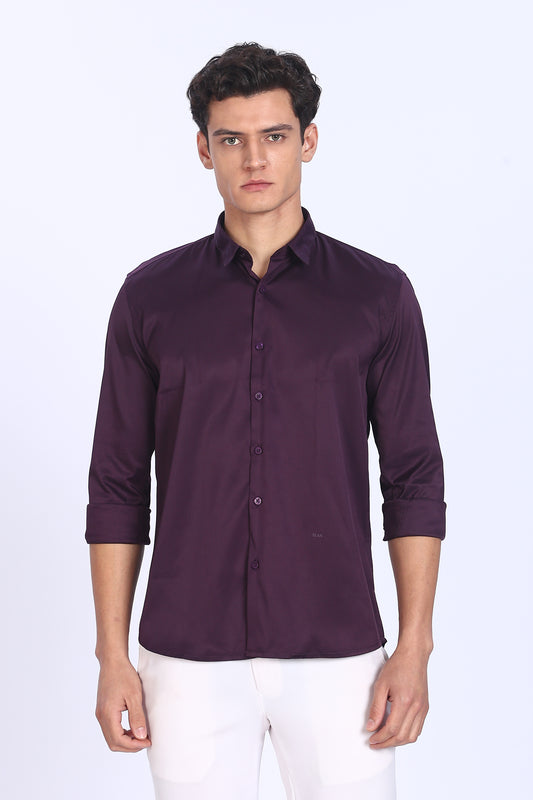 Regular Fit Purple Satin Shirt