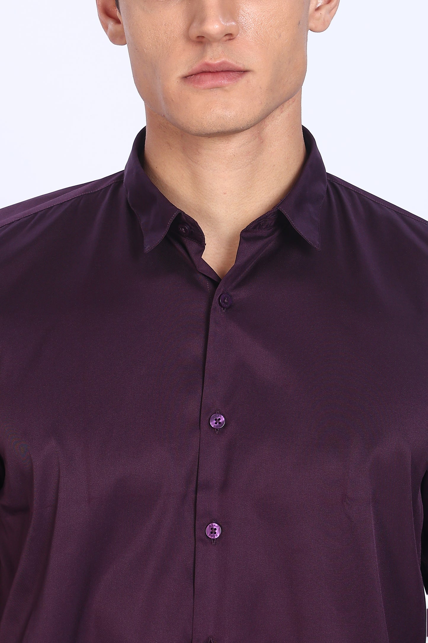 Regular Fit Purple Satin Shirt